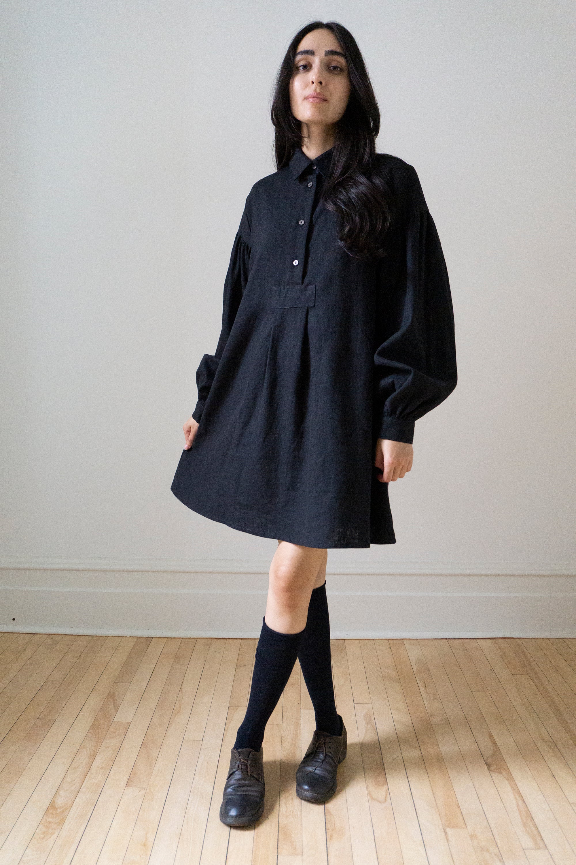 Poet Smock - Black Linen