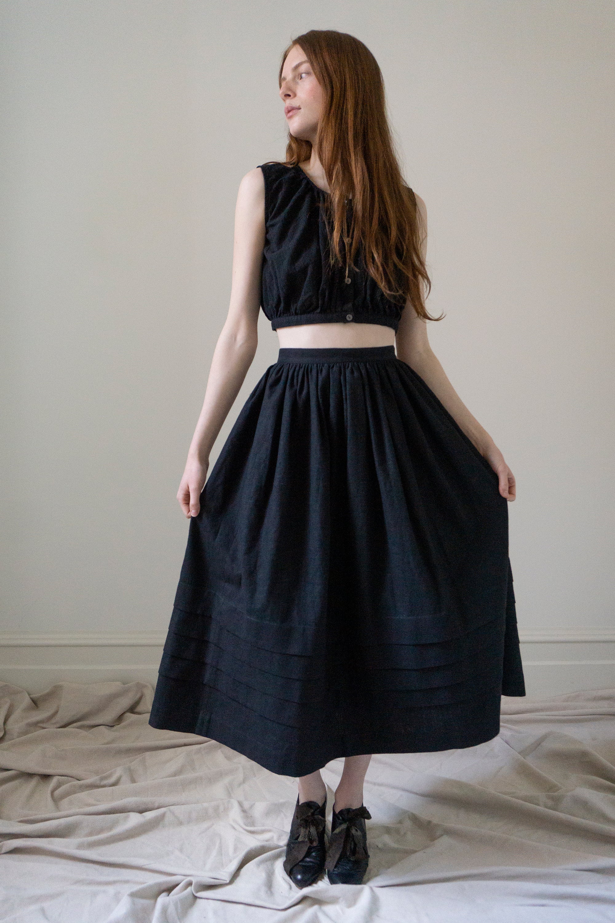 Viola Linen Top - Black