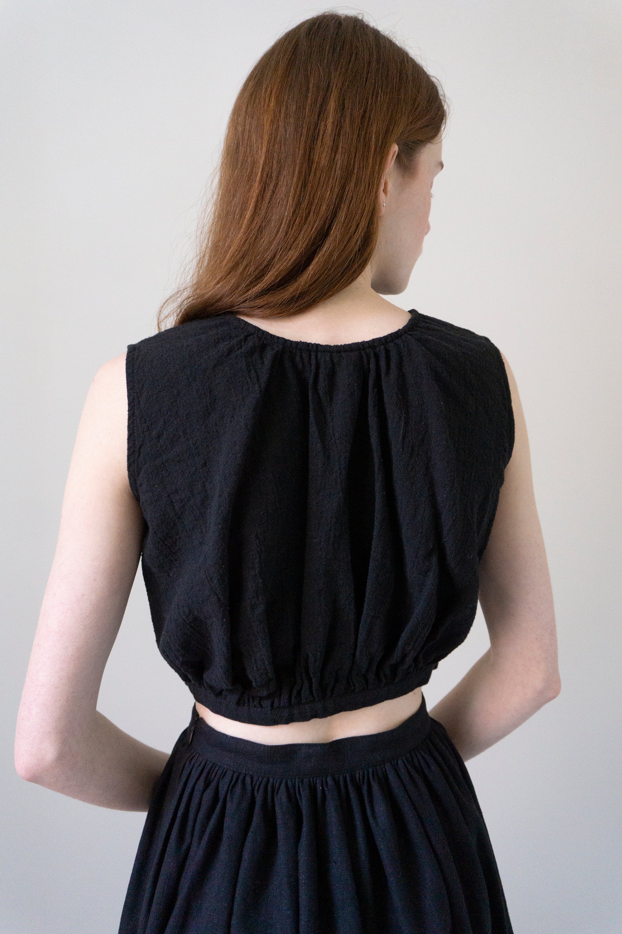 Viola Linen Top - Black