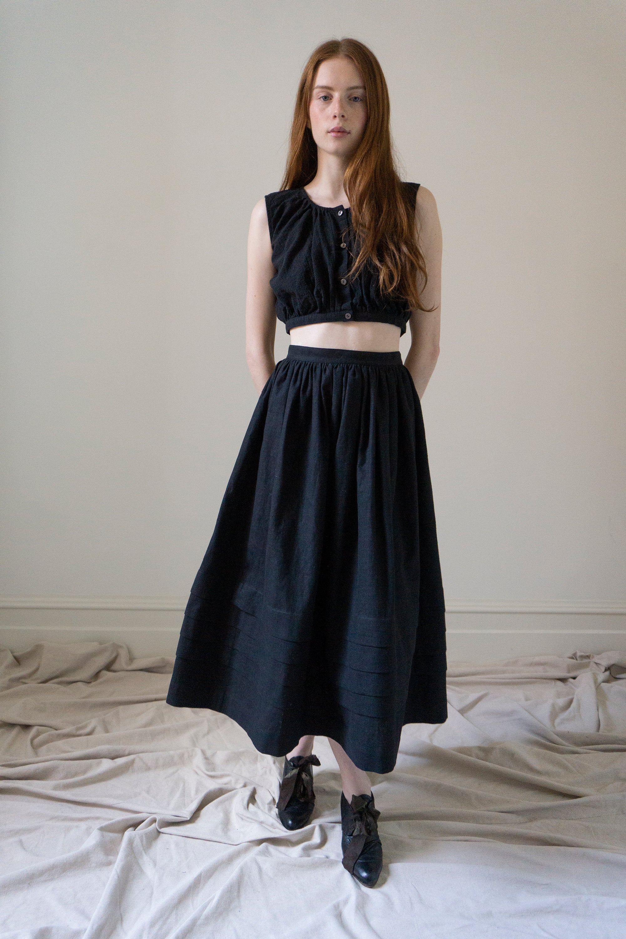 Viola Linen Top - Black