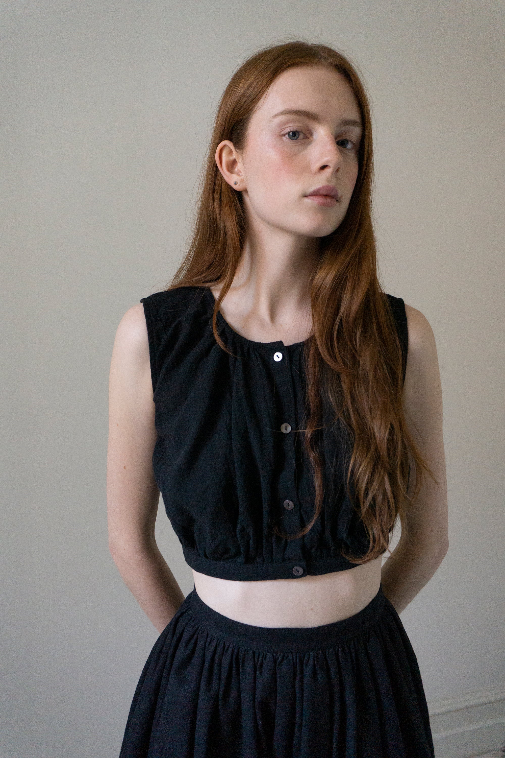 Viola Linen Top - Black