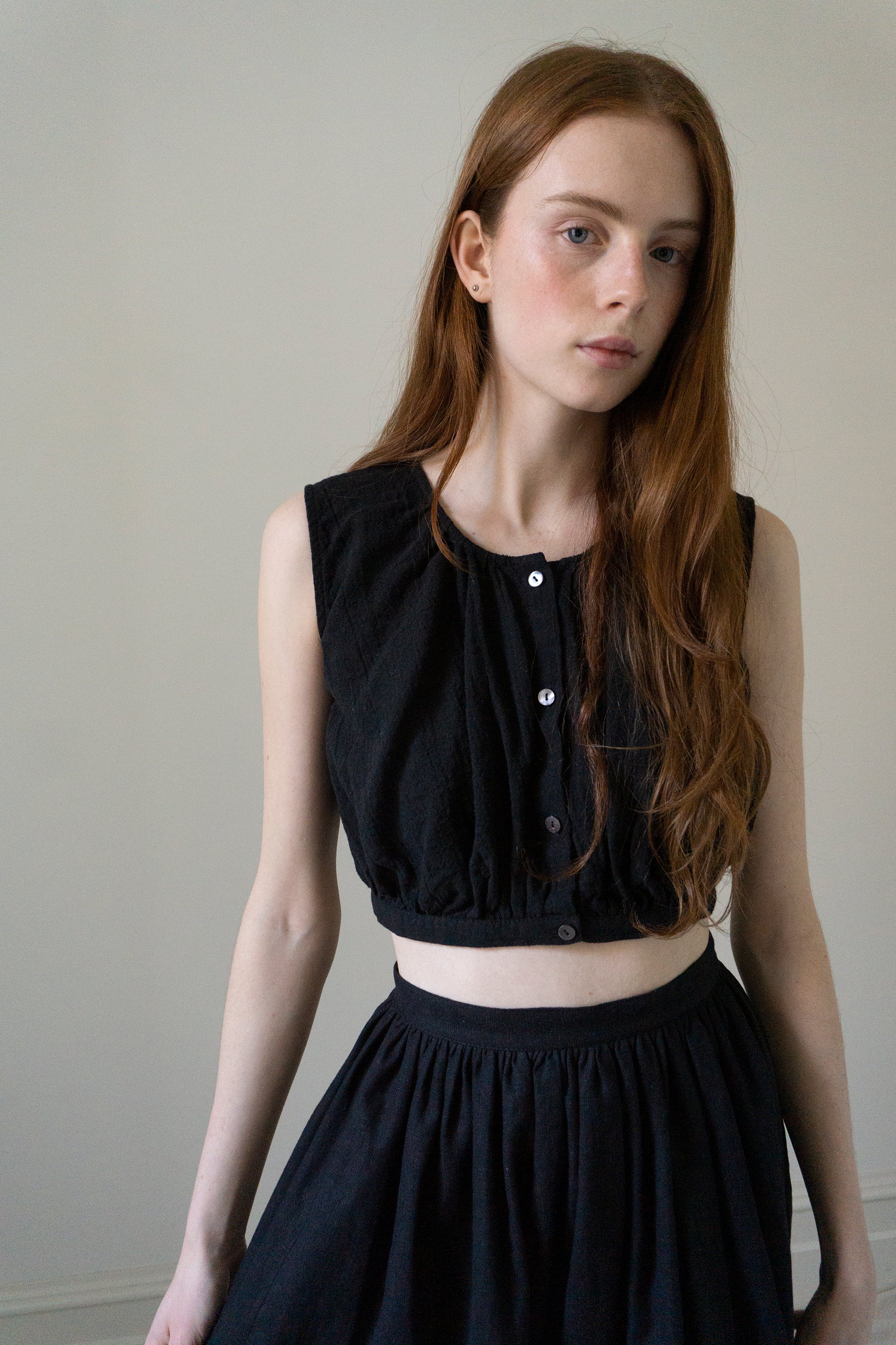Viola Linen Top - Black