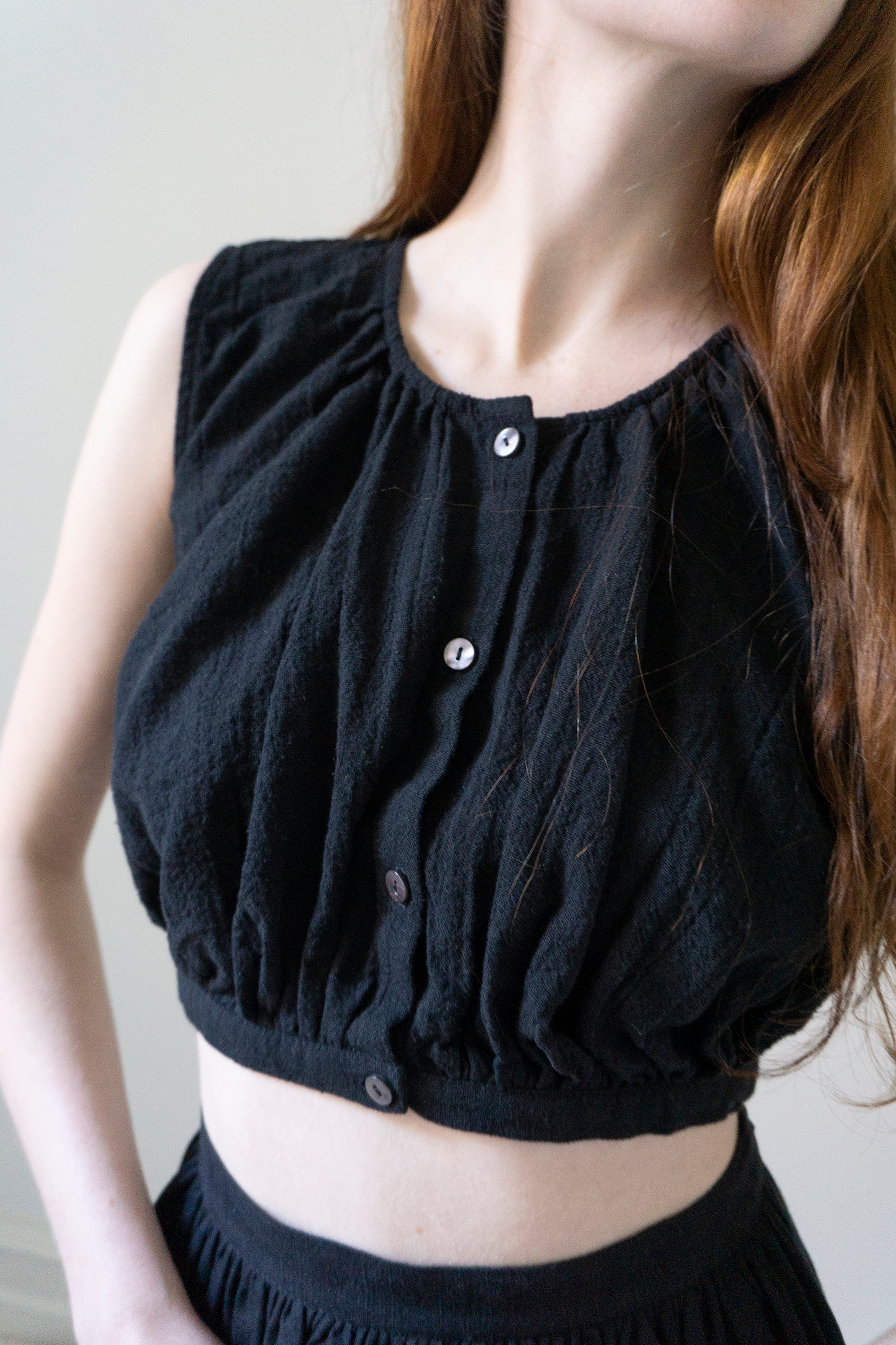 Viola Linen Top - Black