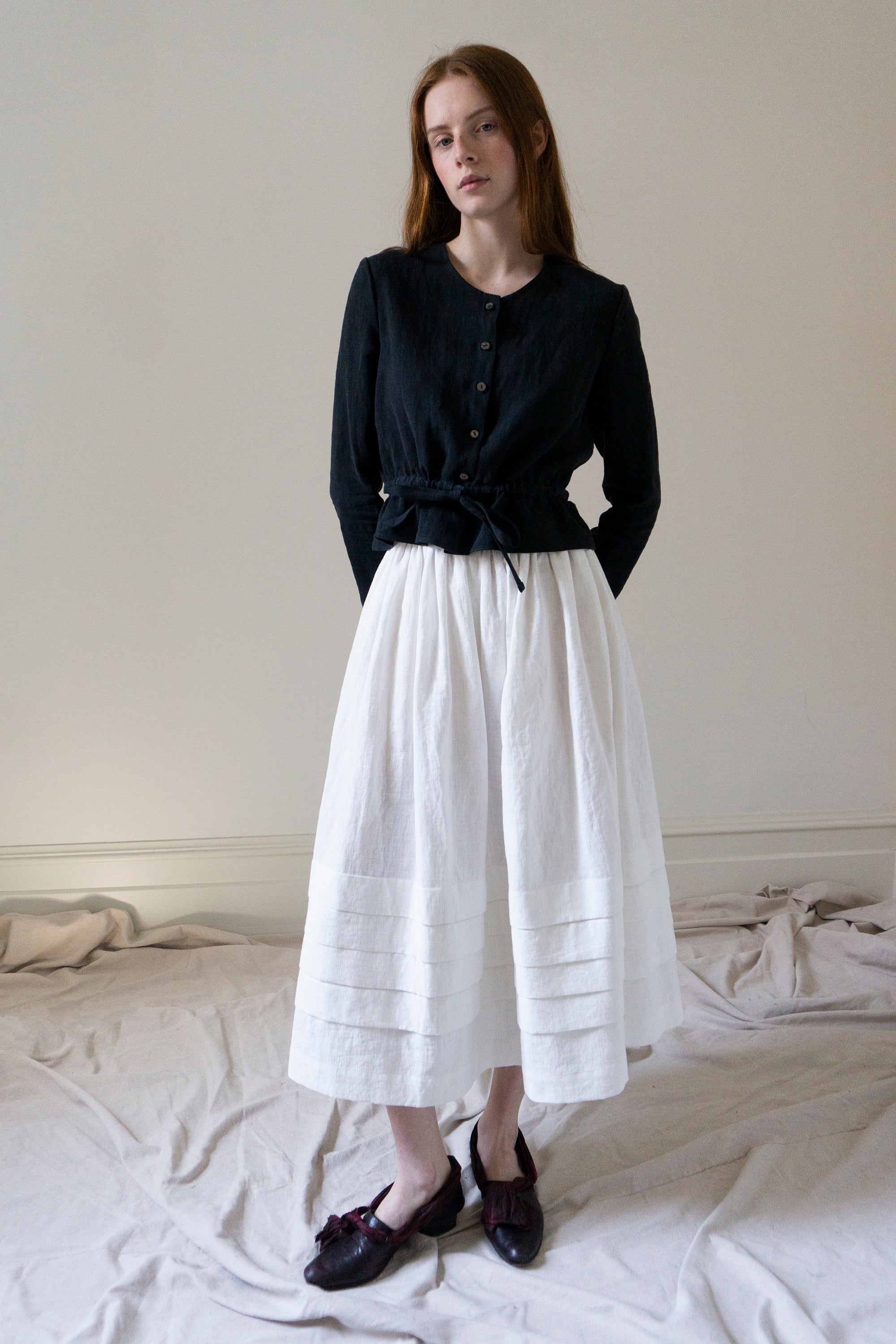 Inez Blouse - Black Linen