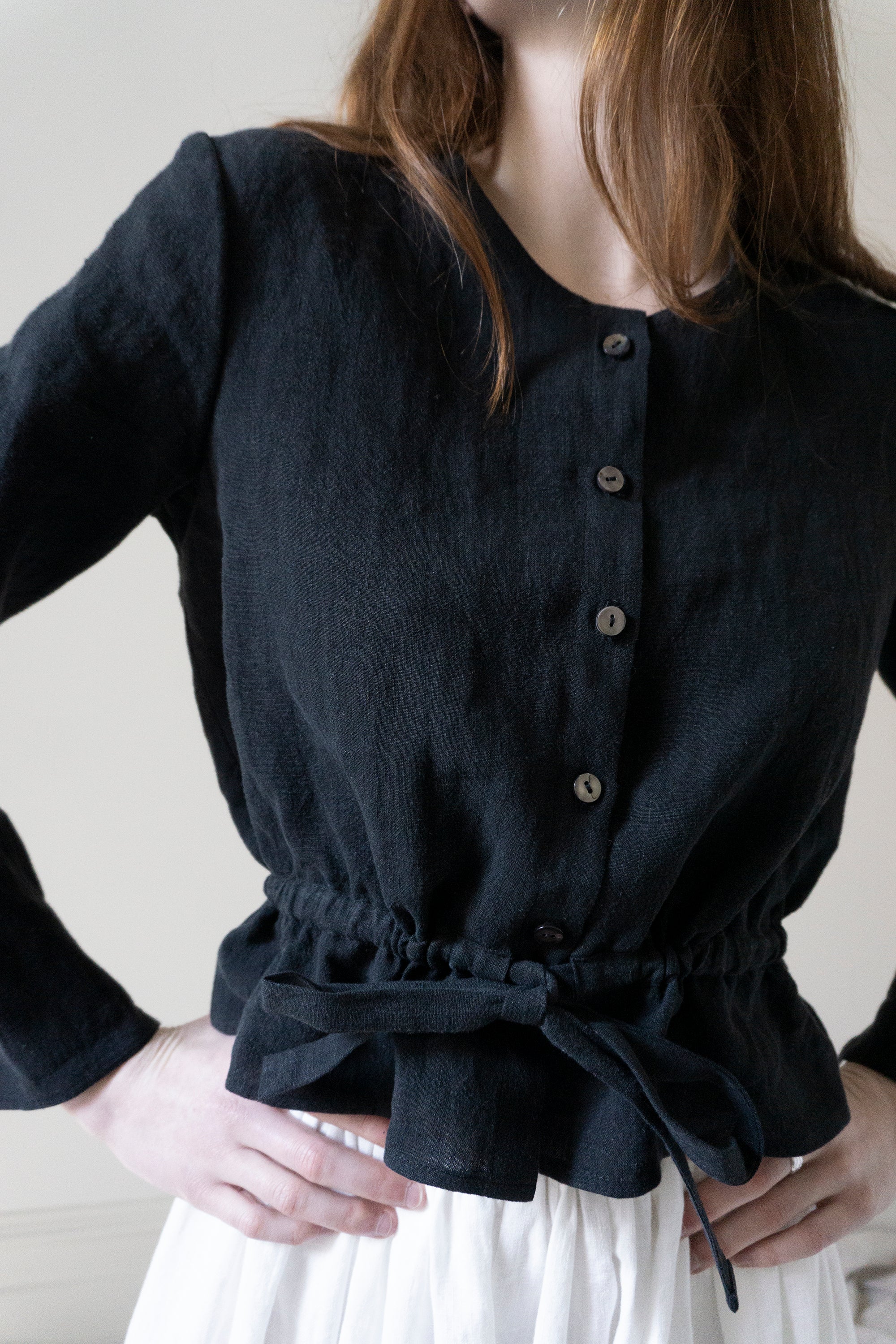 Inez Blouse - Black Linen