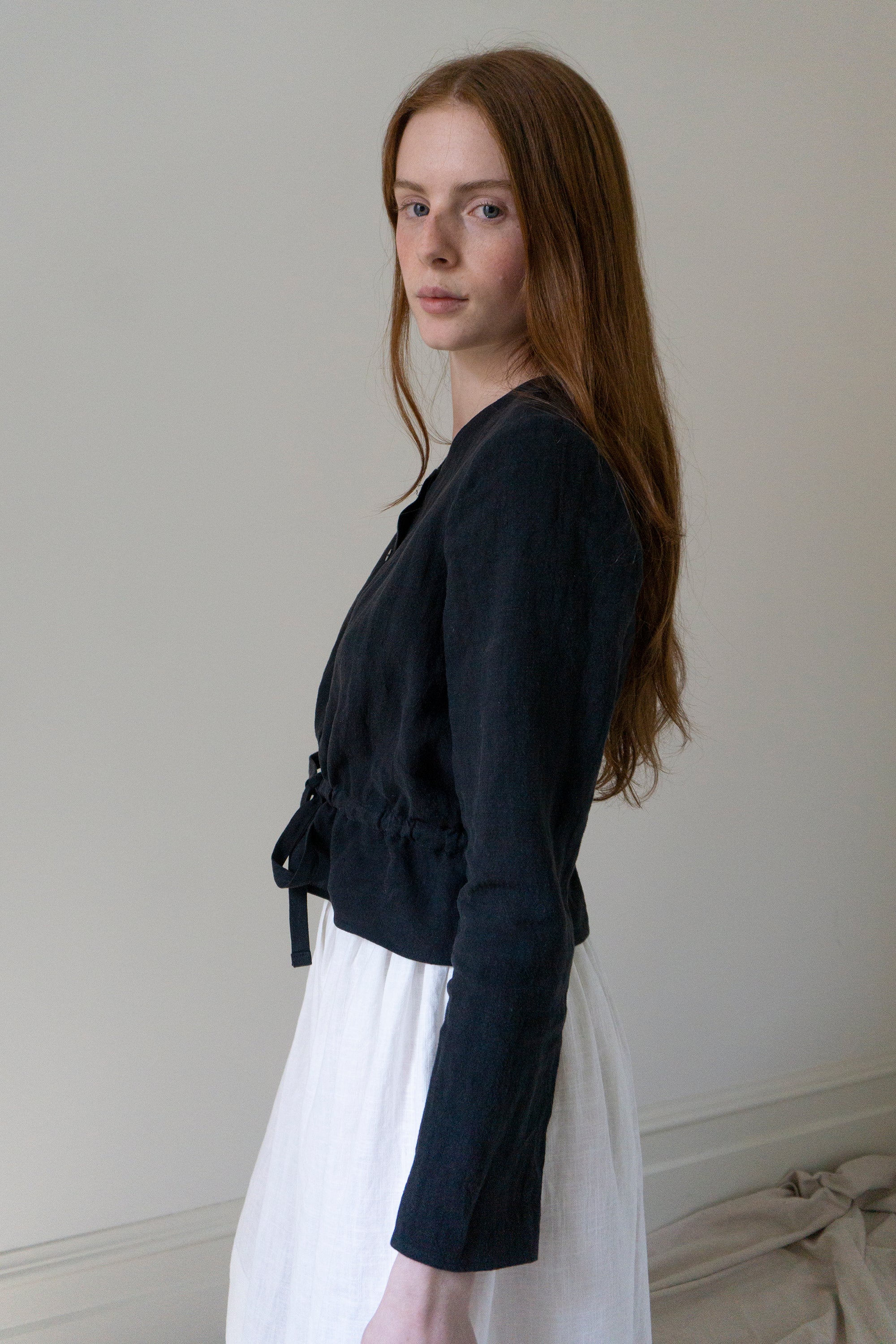 Inez Blouse - Black Linen