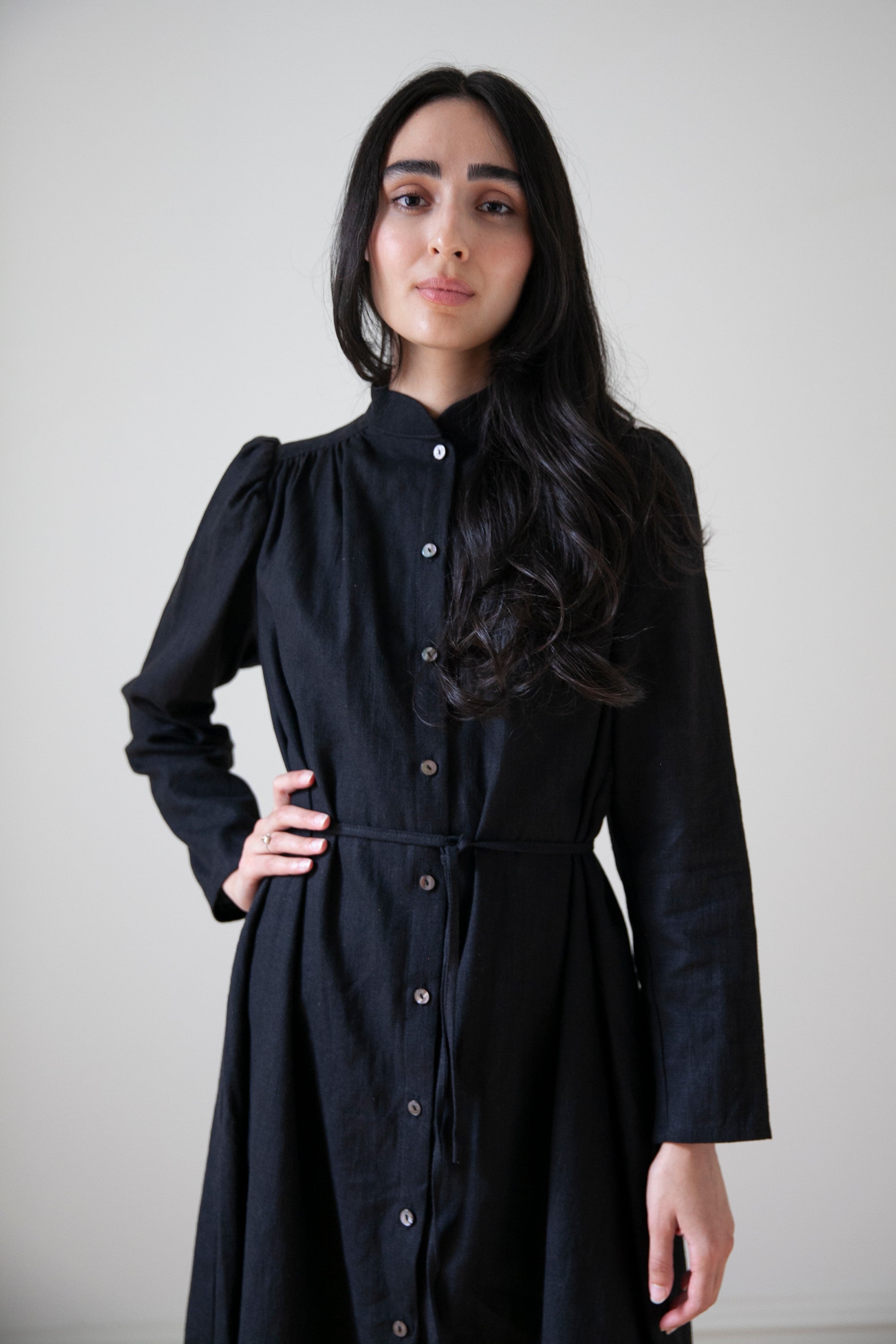 Rowan Linen Dress - Black