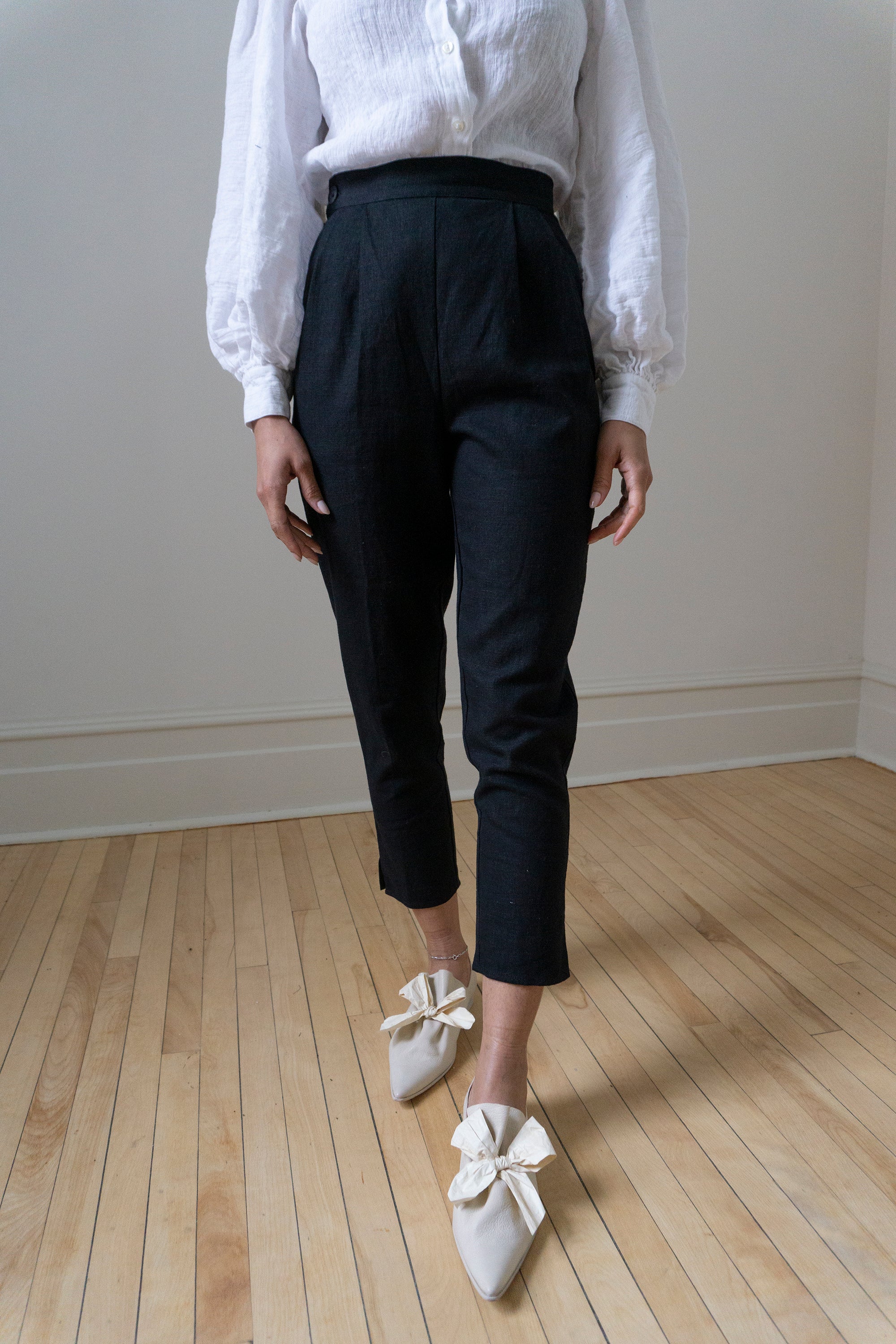 Simone Linen Trousers - Black