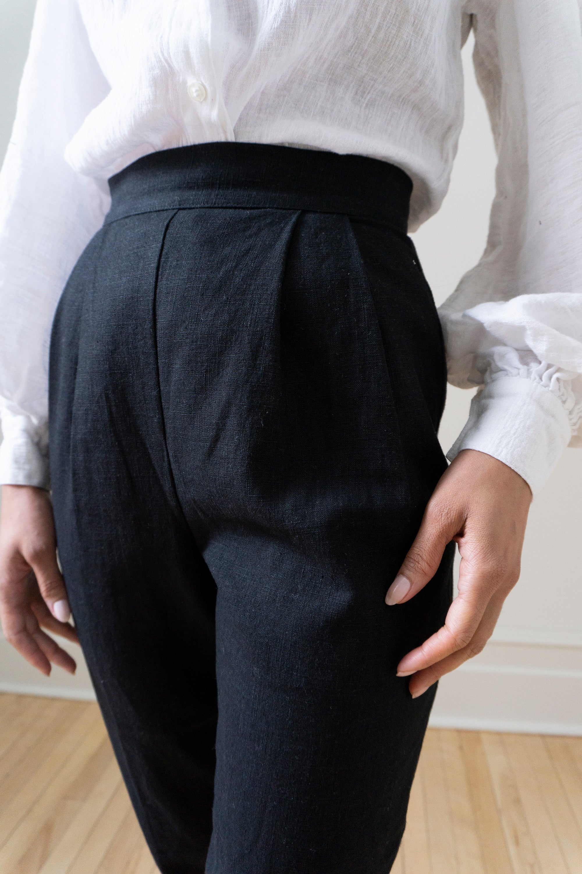 Simone Linen Trousers - Black