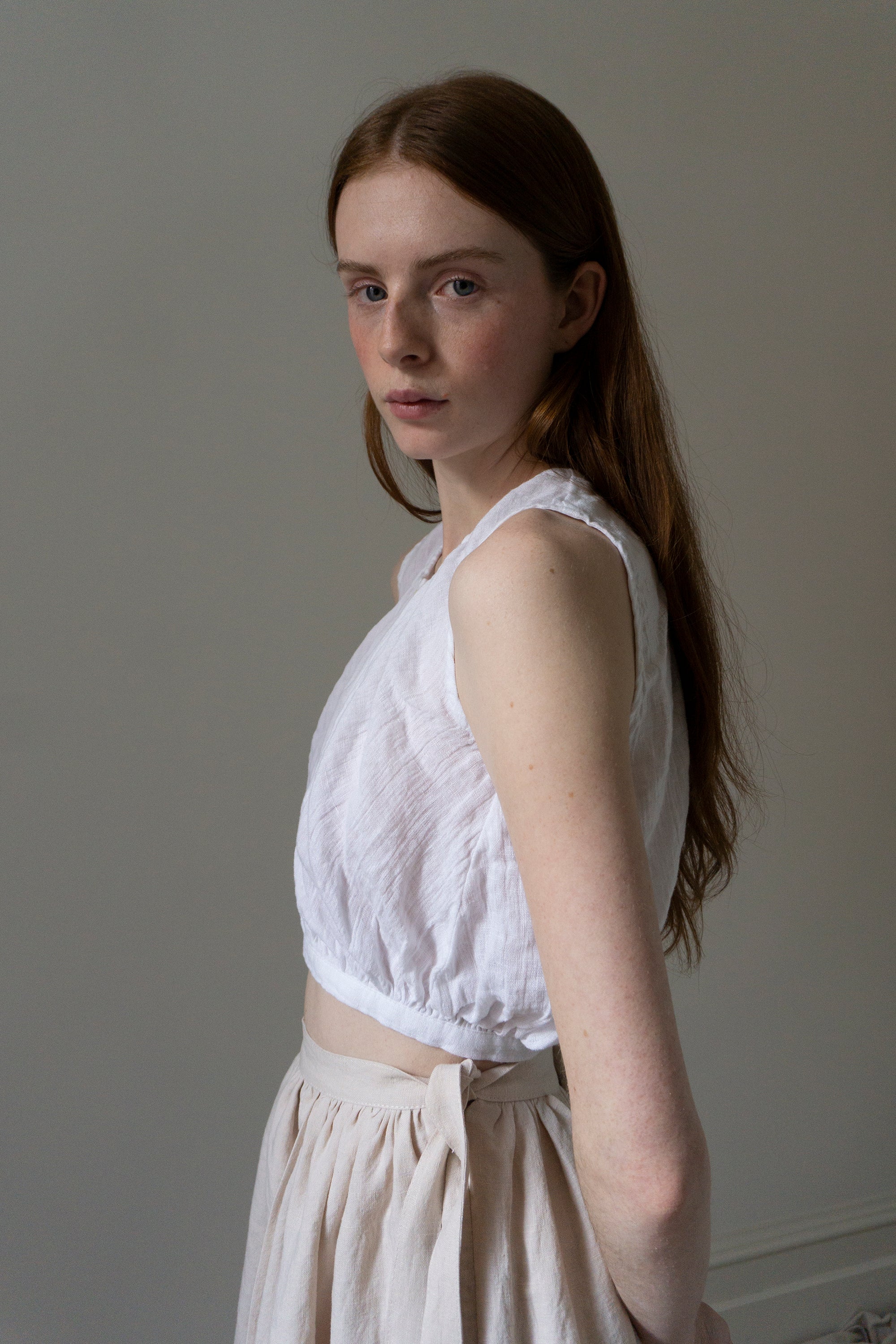 Viola Linen Top - White