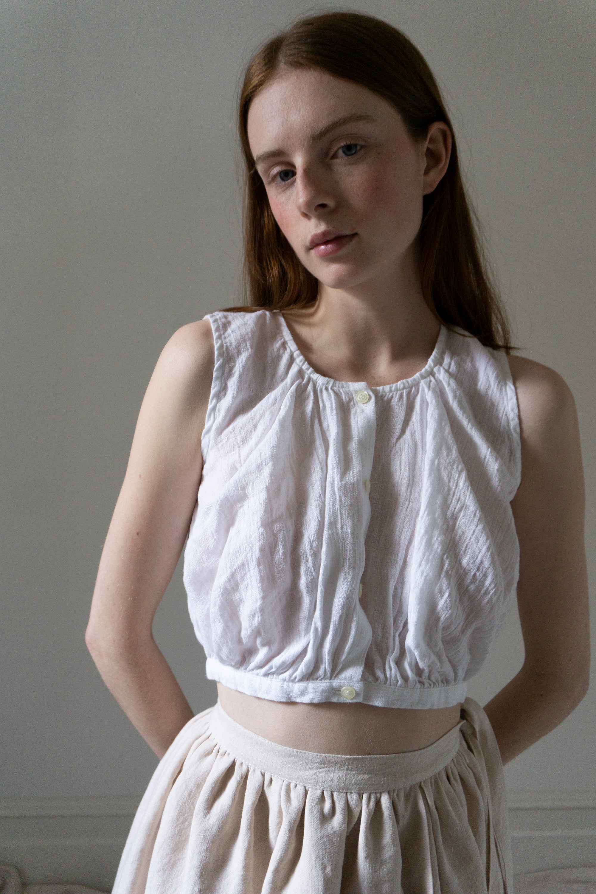 Viola Linen Top - White