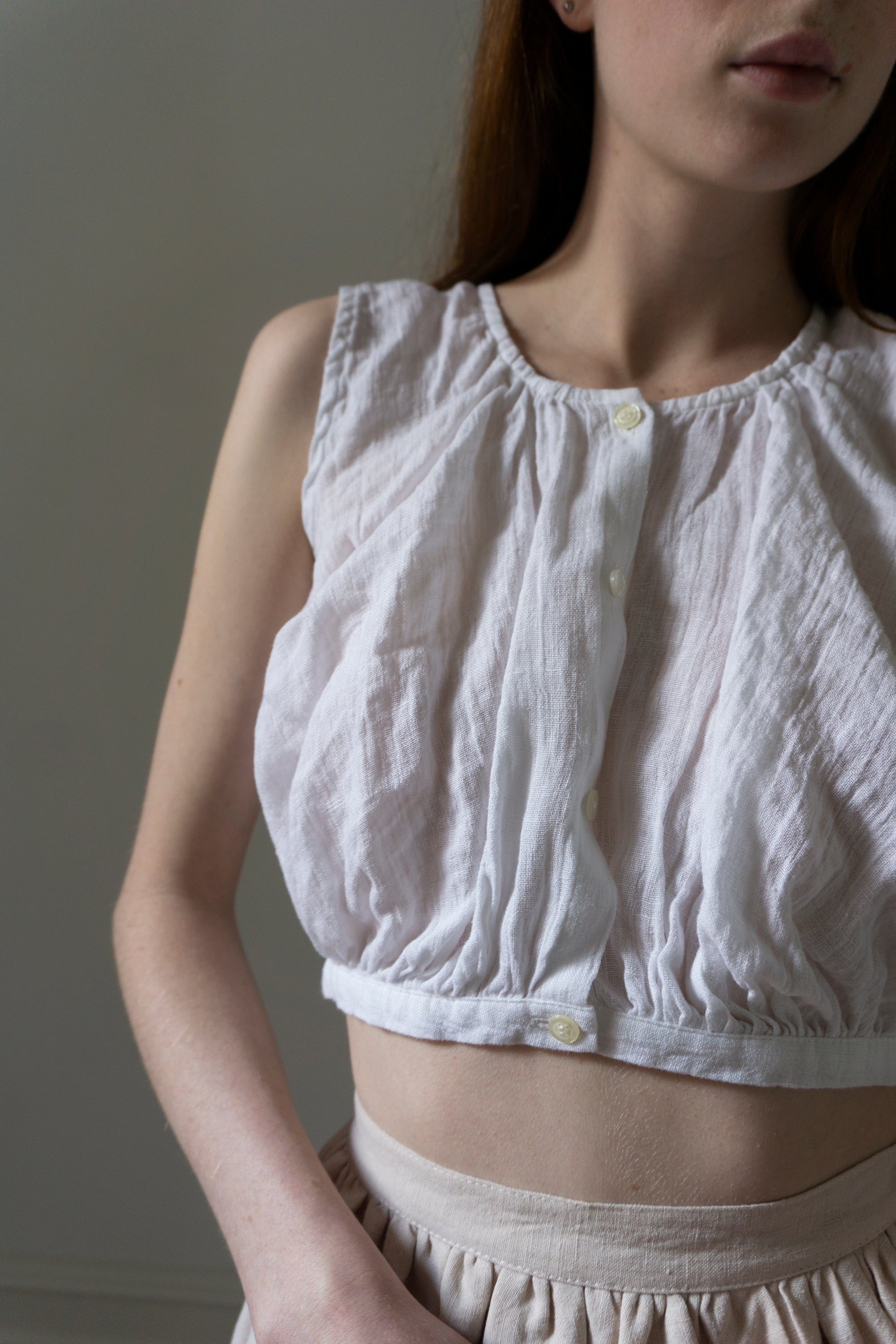 Viola Linen Top - White