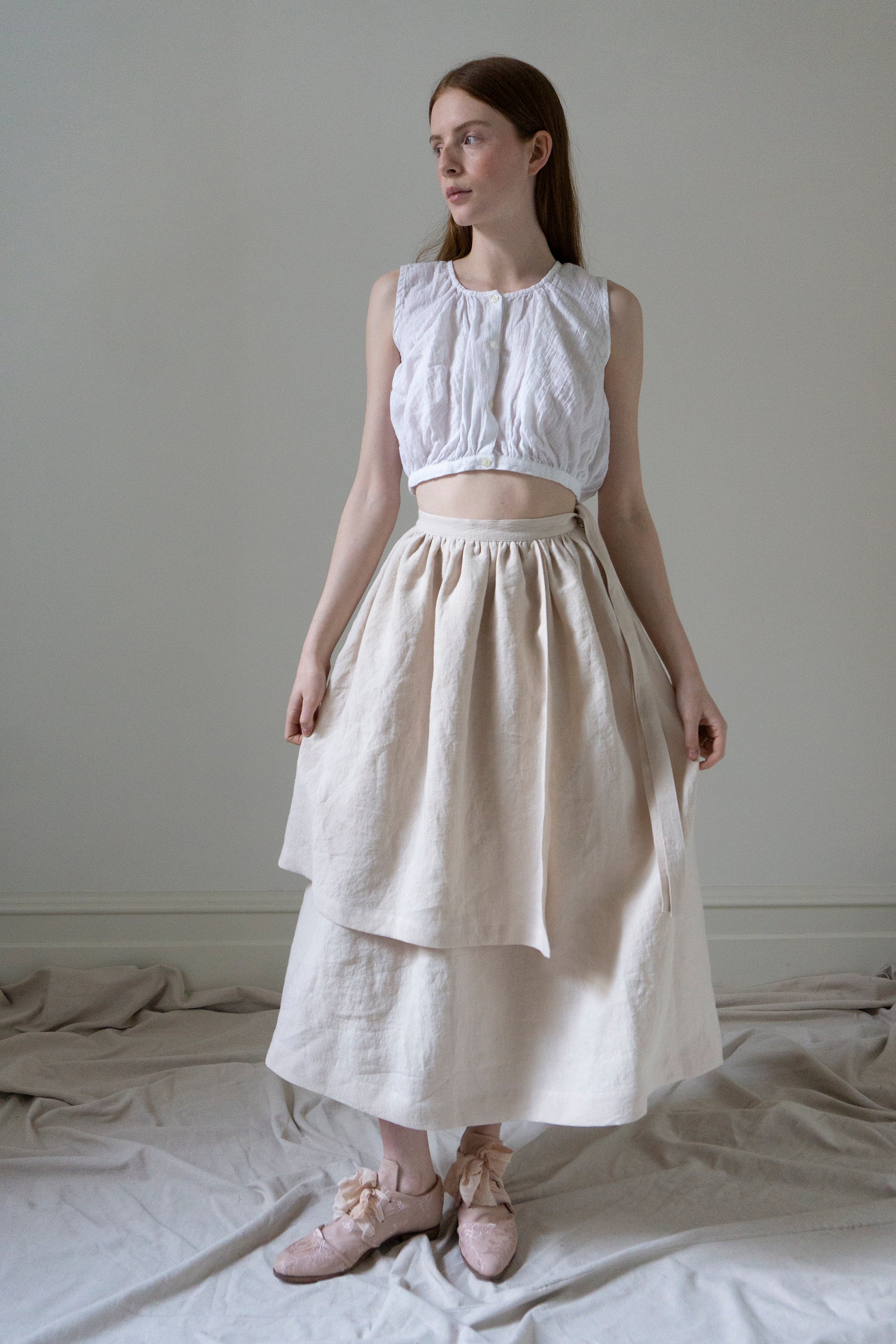 Solange Linen Skirt - Powder