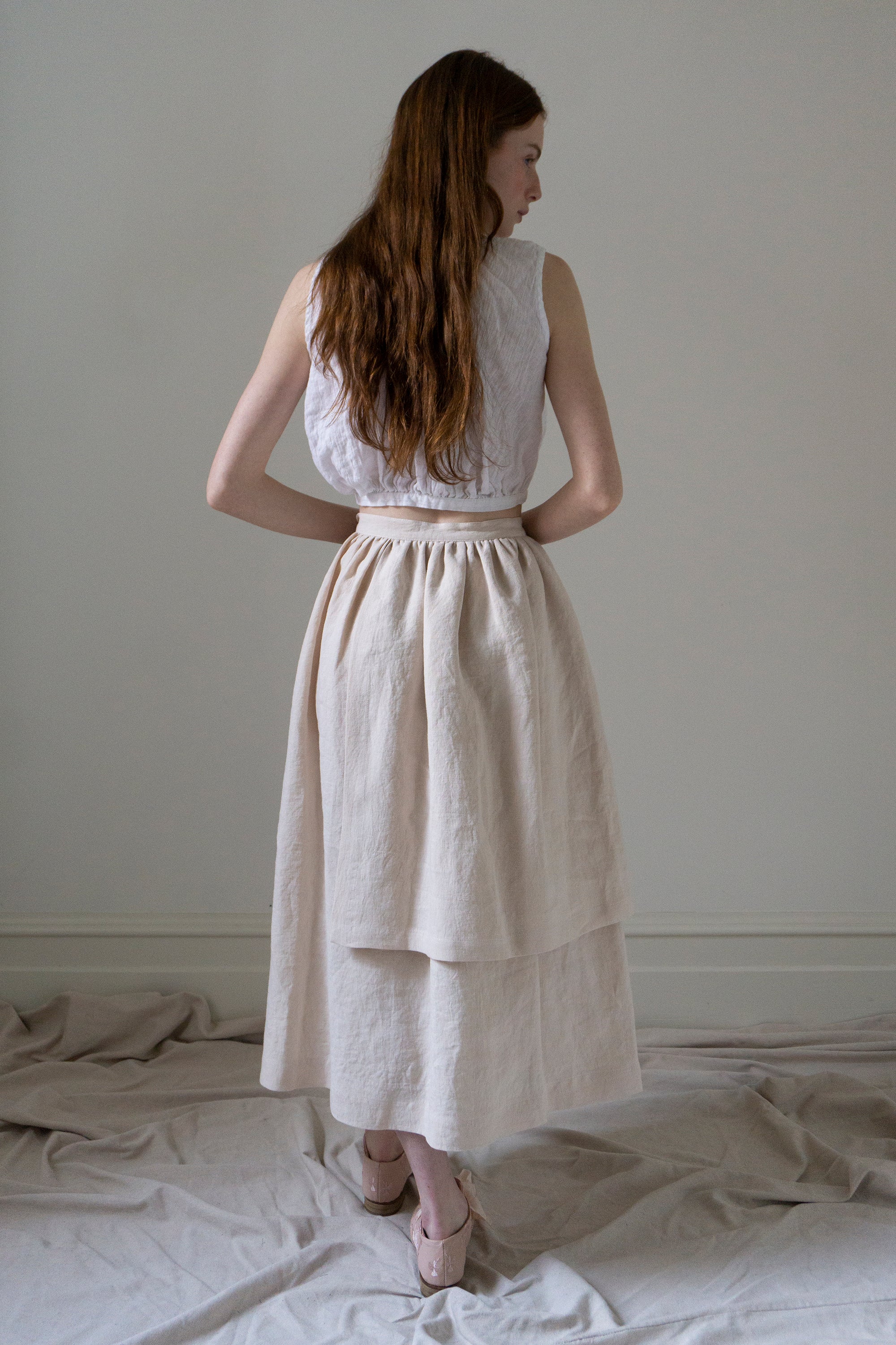 Solange Linen Skirt - Powder