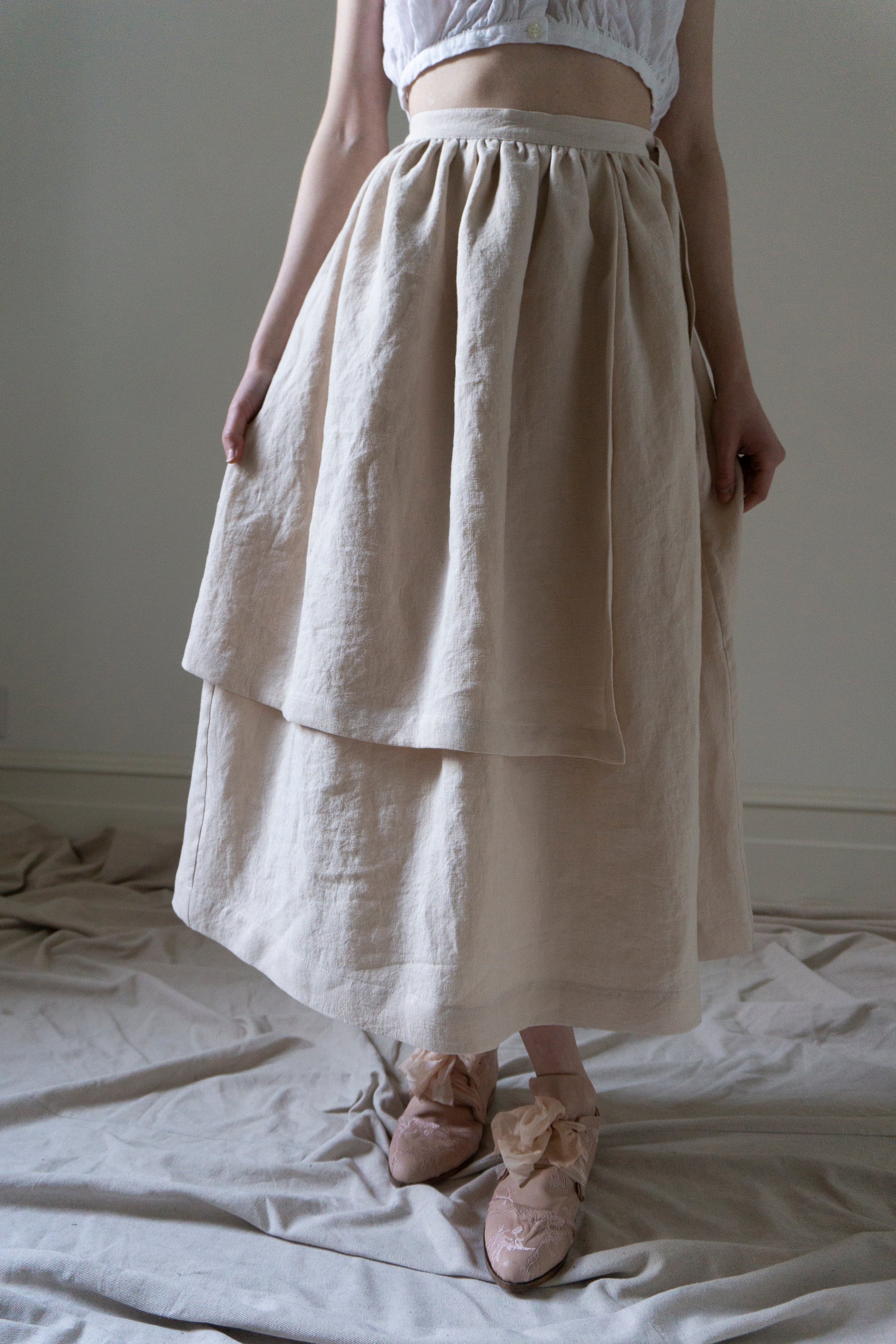 Solange Linen Skirt - Powder