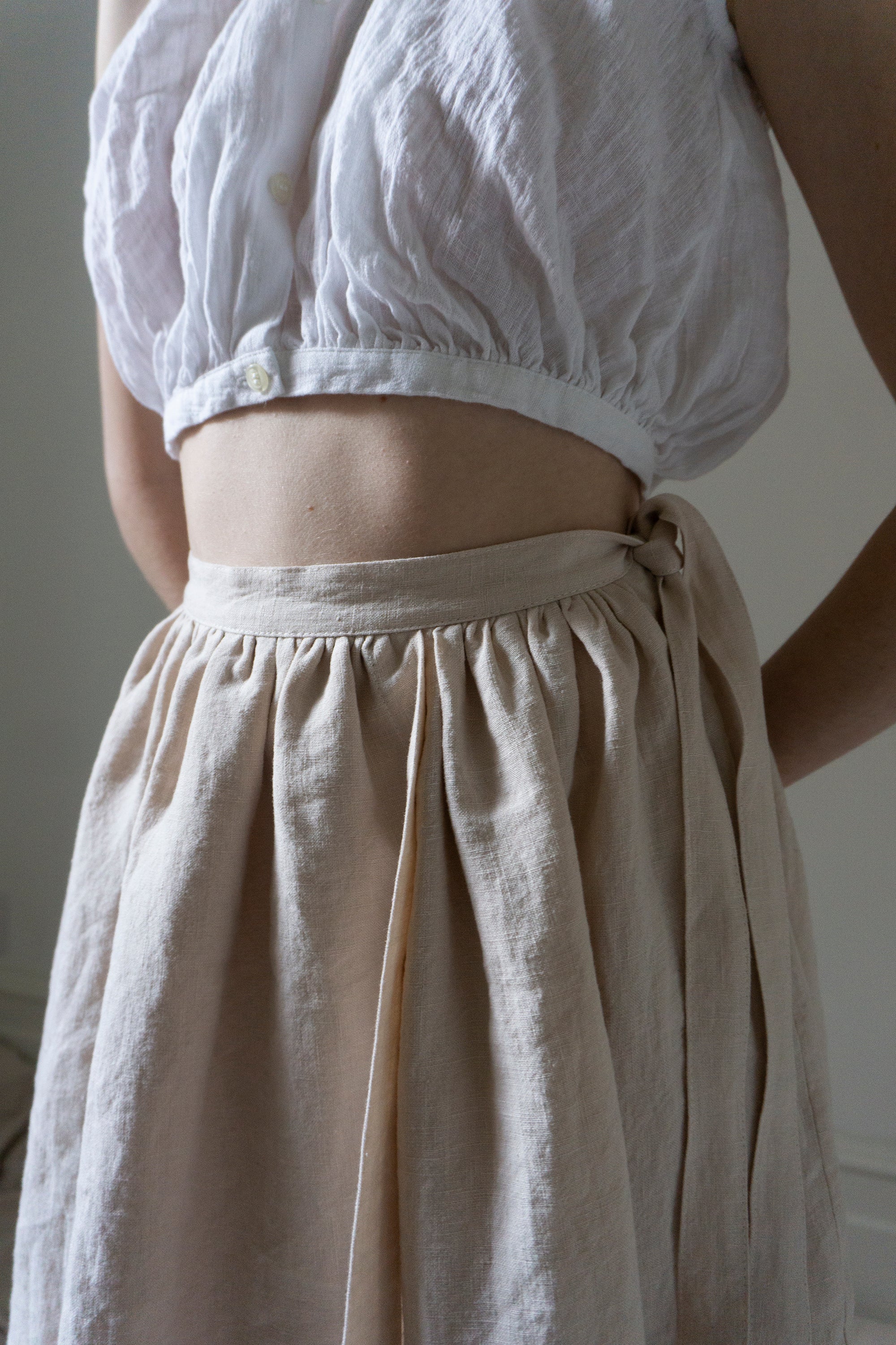 Solange Linen Skirt - Powder