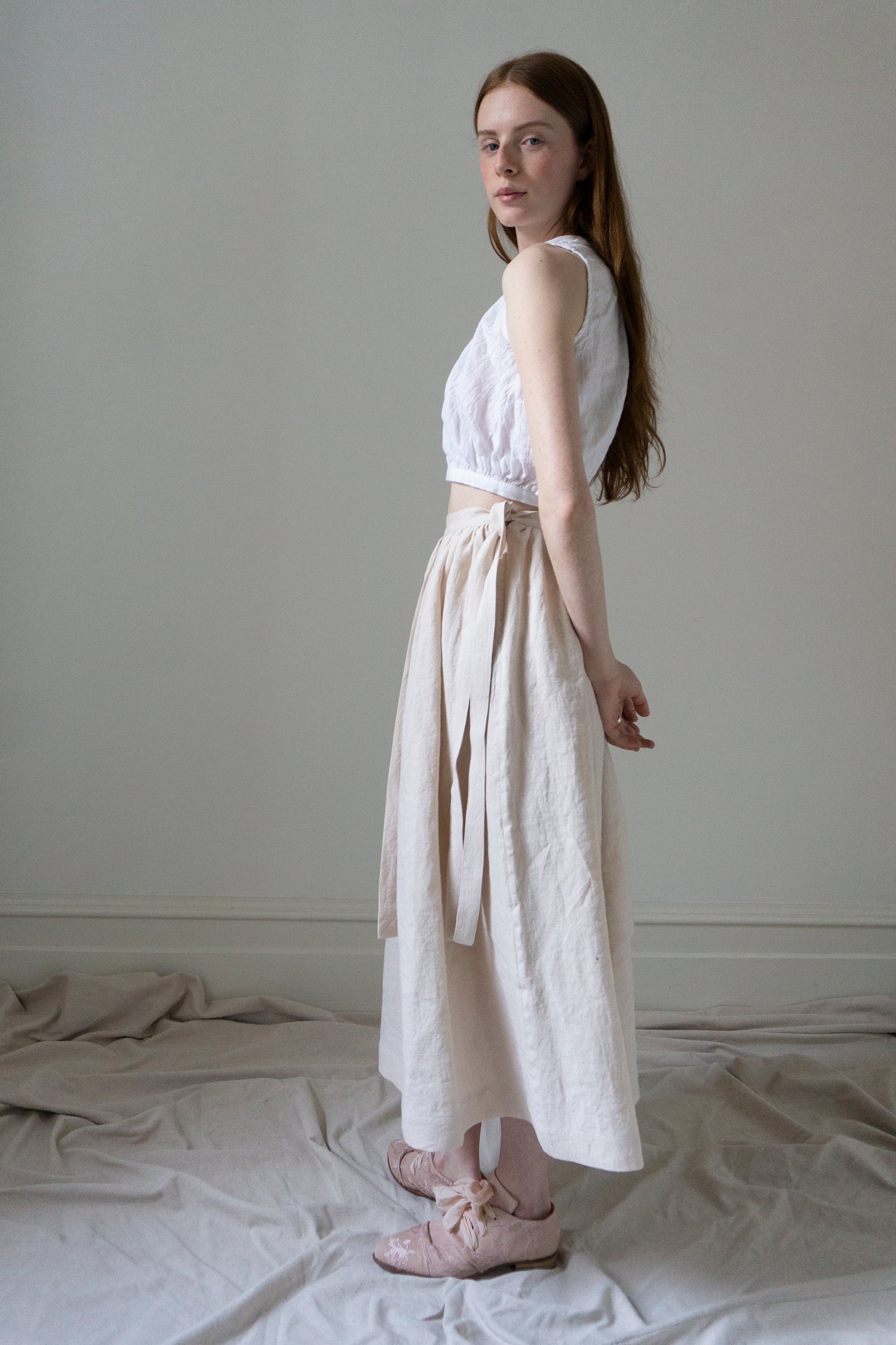 Solange Linen Skirt - Powder