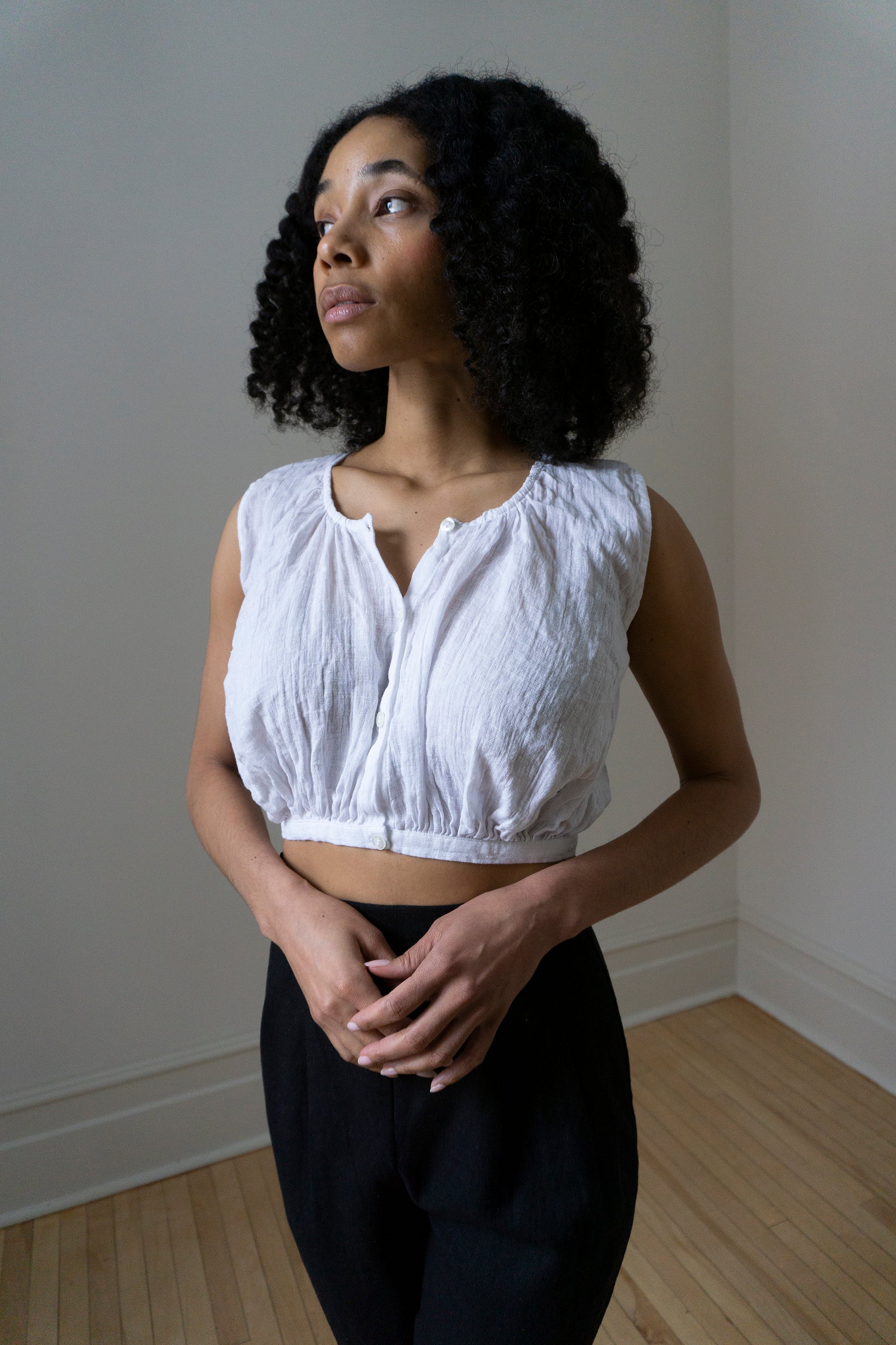 Viola Linen Top - White