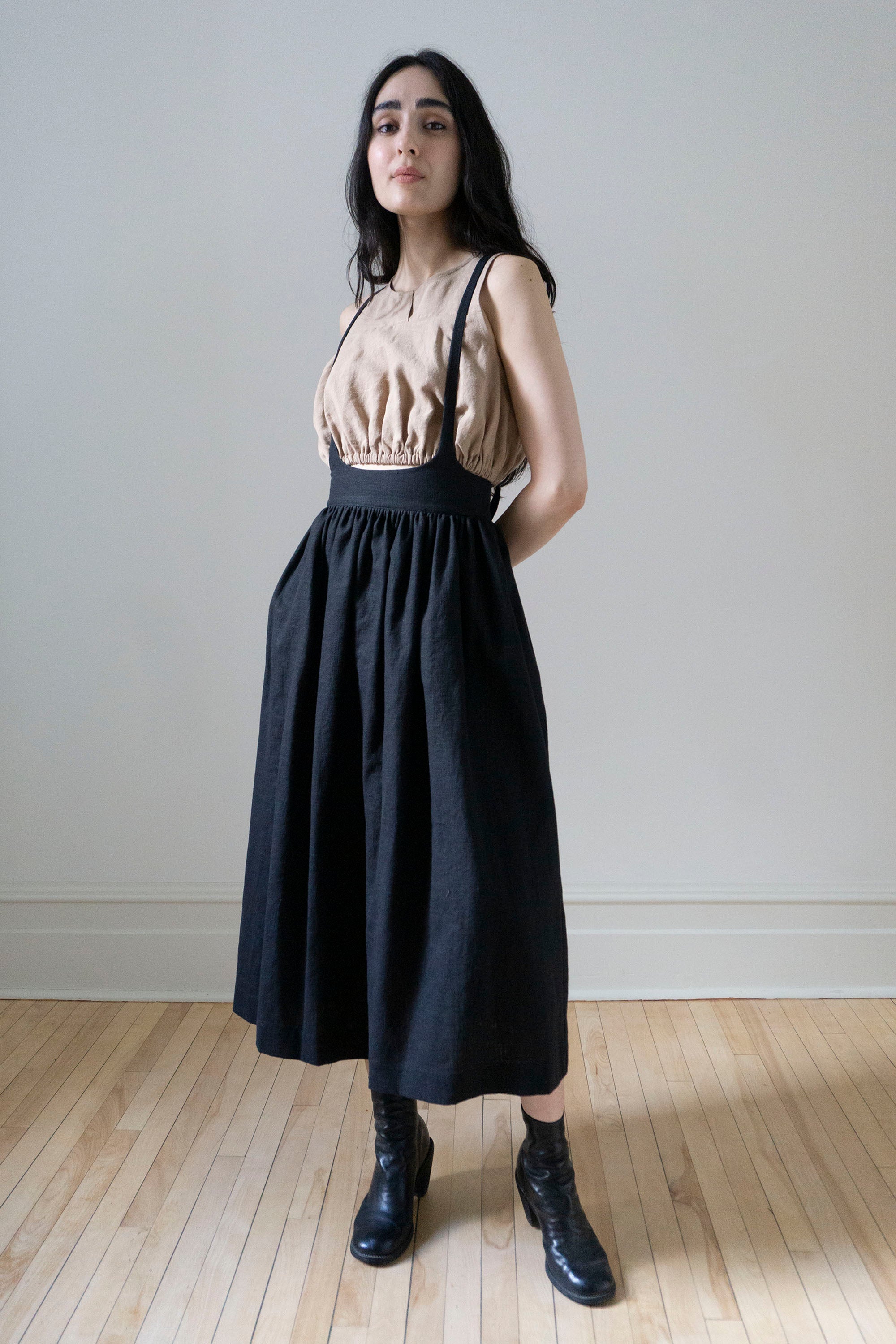 Ursula Skirt - Black Linen