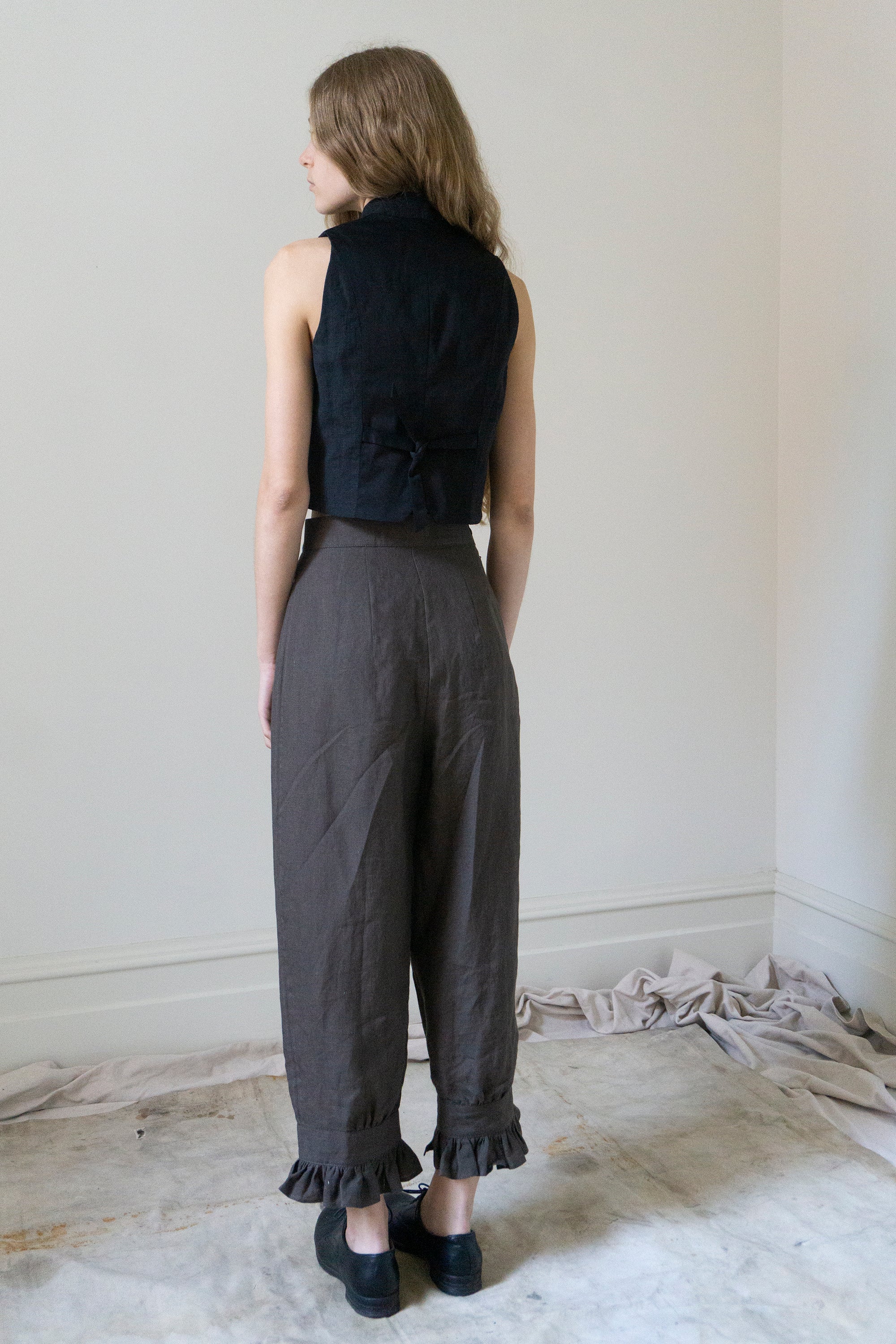 Ada Linen Waistcoat - Black