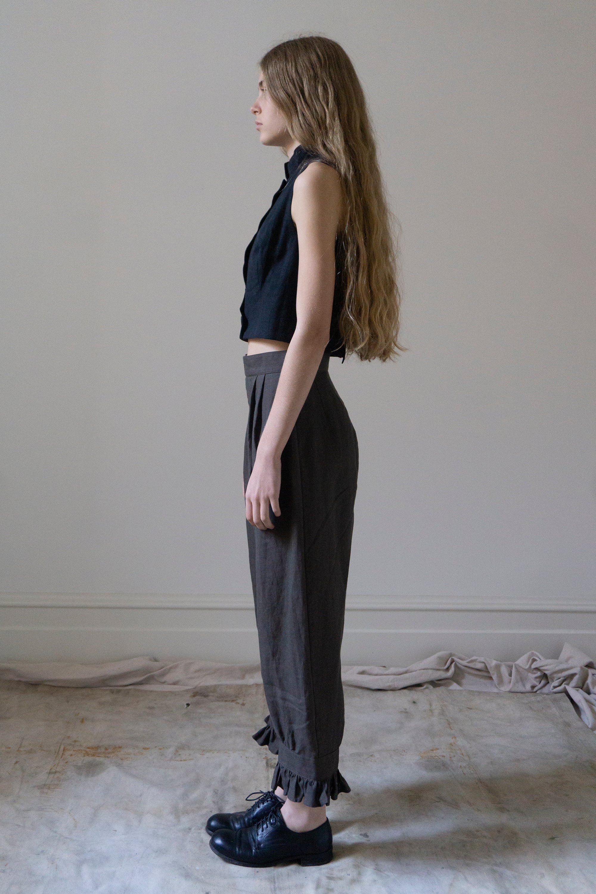 Ada Linen Waistcoat - Black