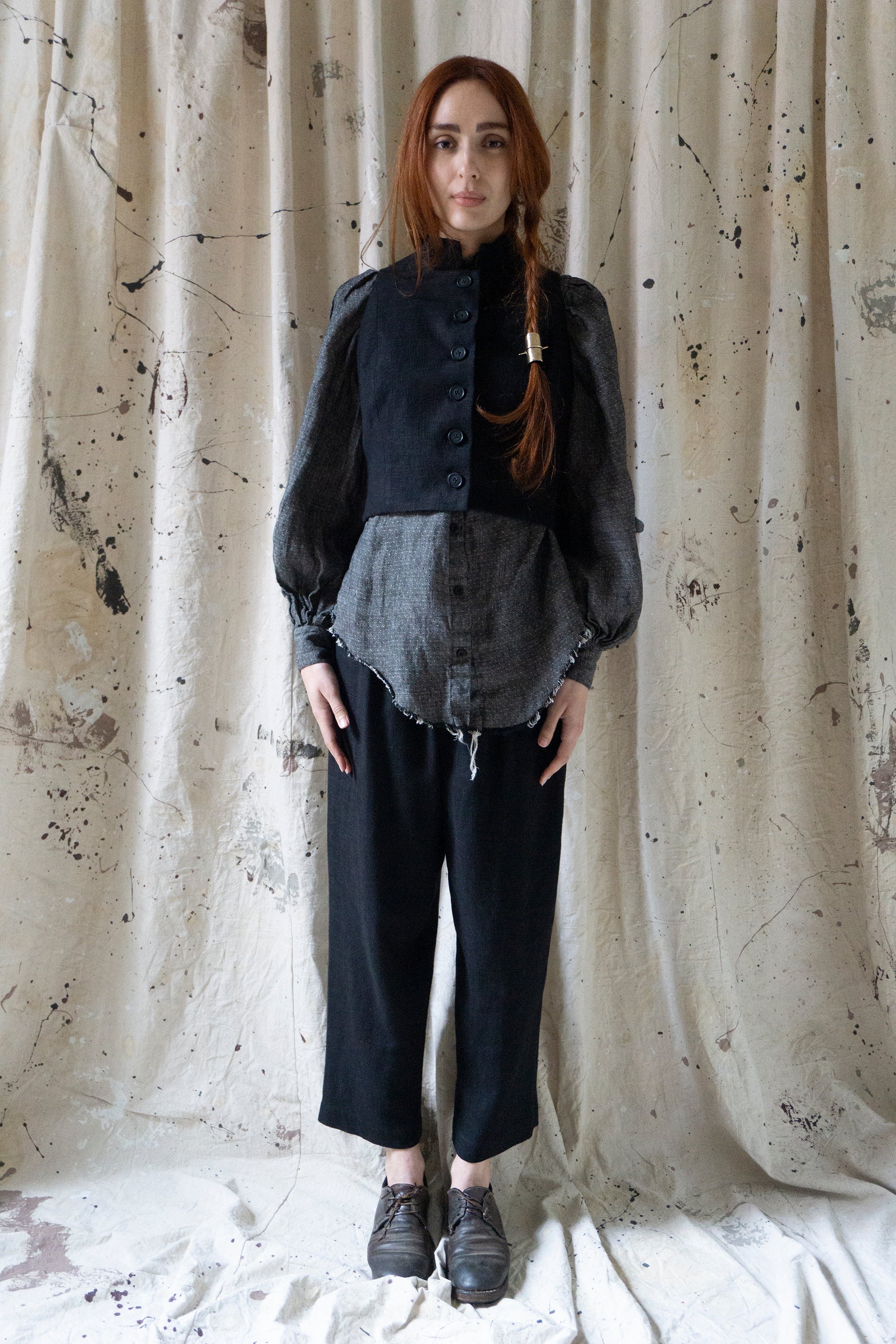 Ada Linen Waistcoat - Black