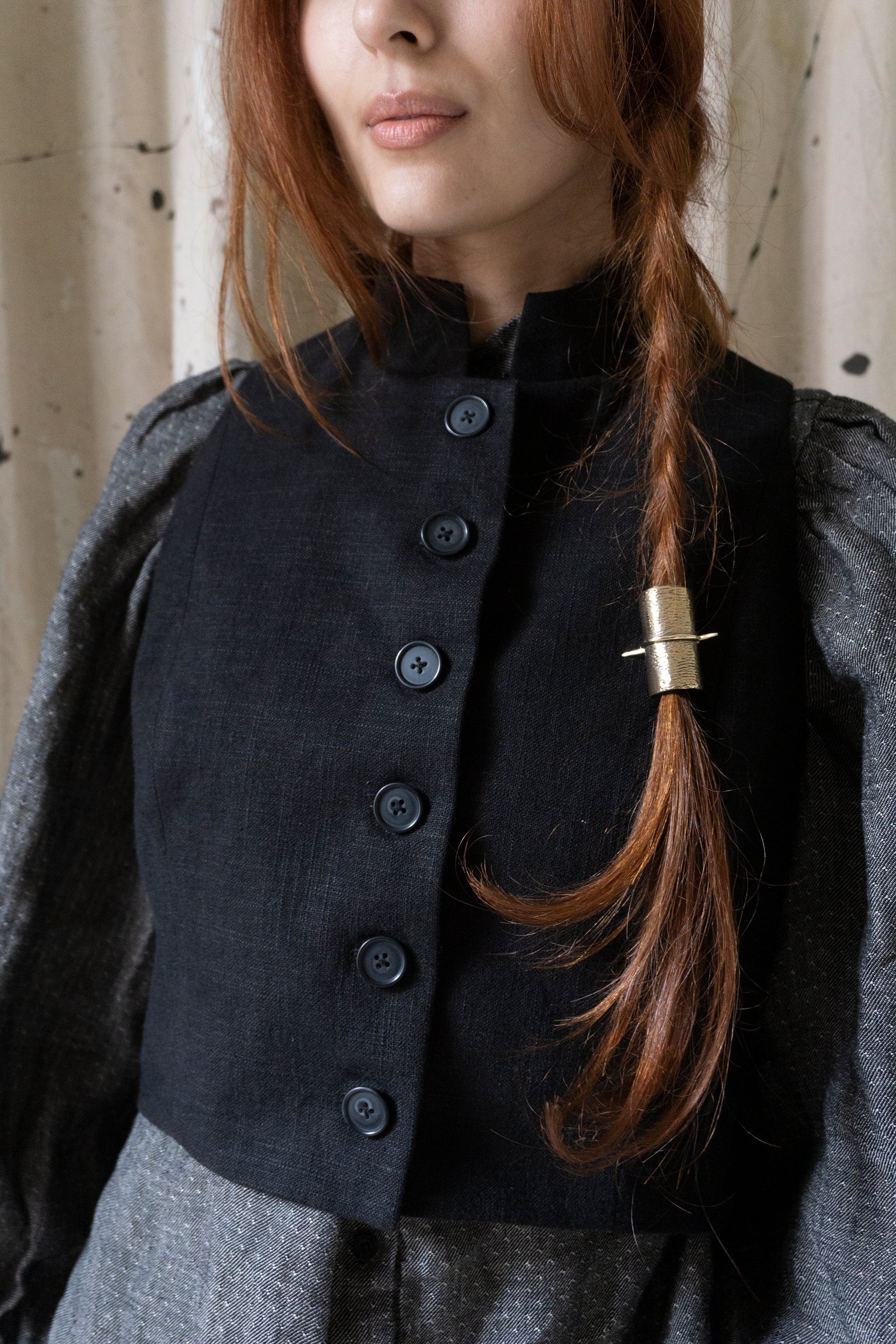 Ada Linen Waistcoat - Black