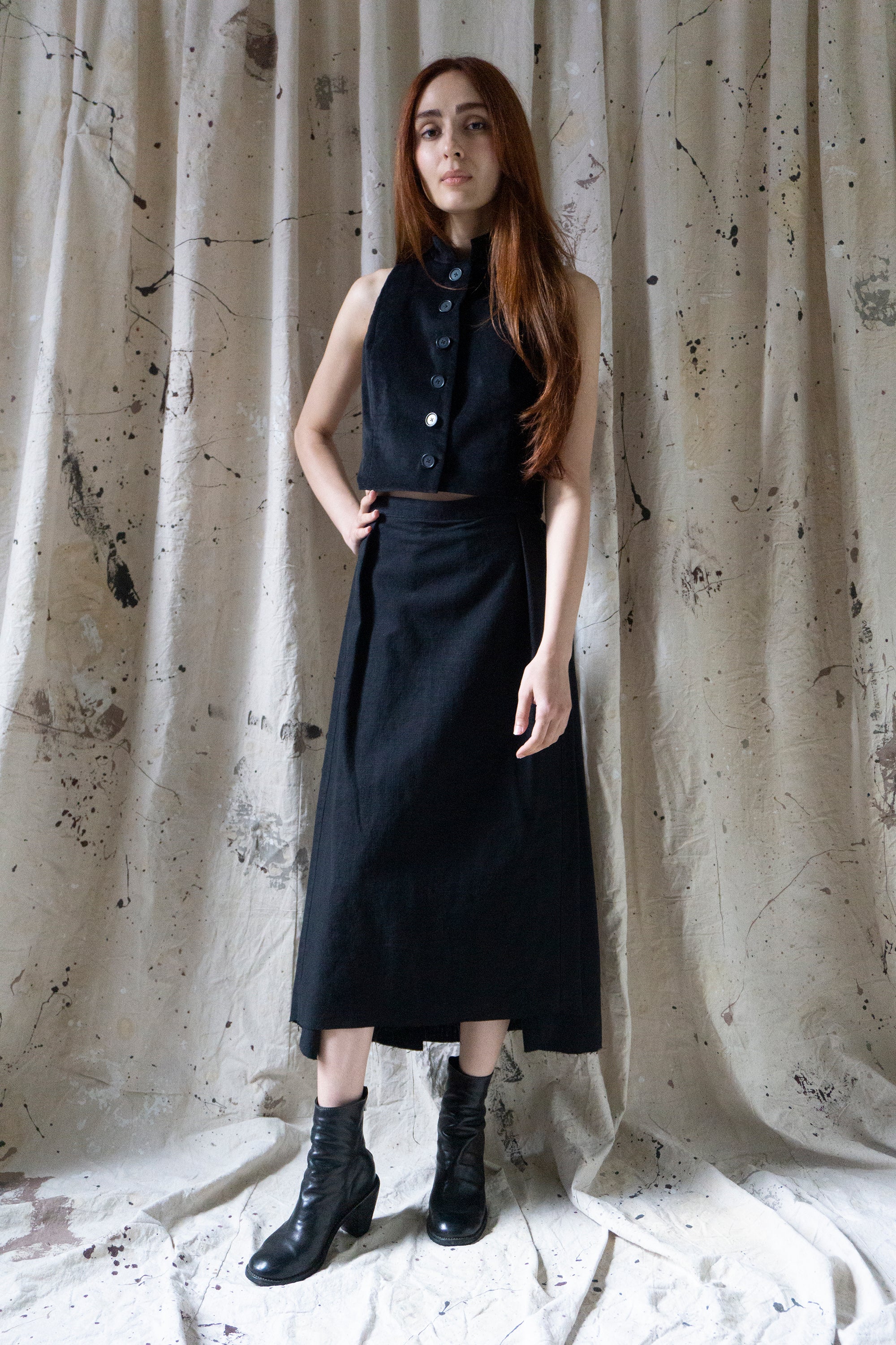 Soren Linen Skirt - Black