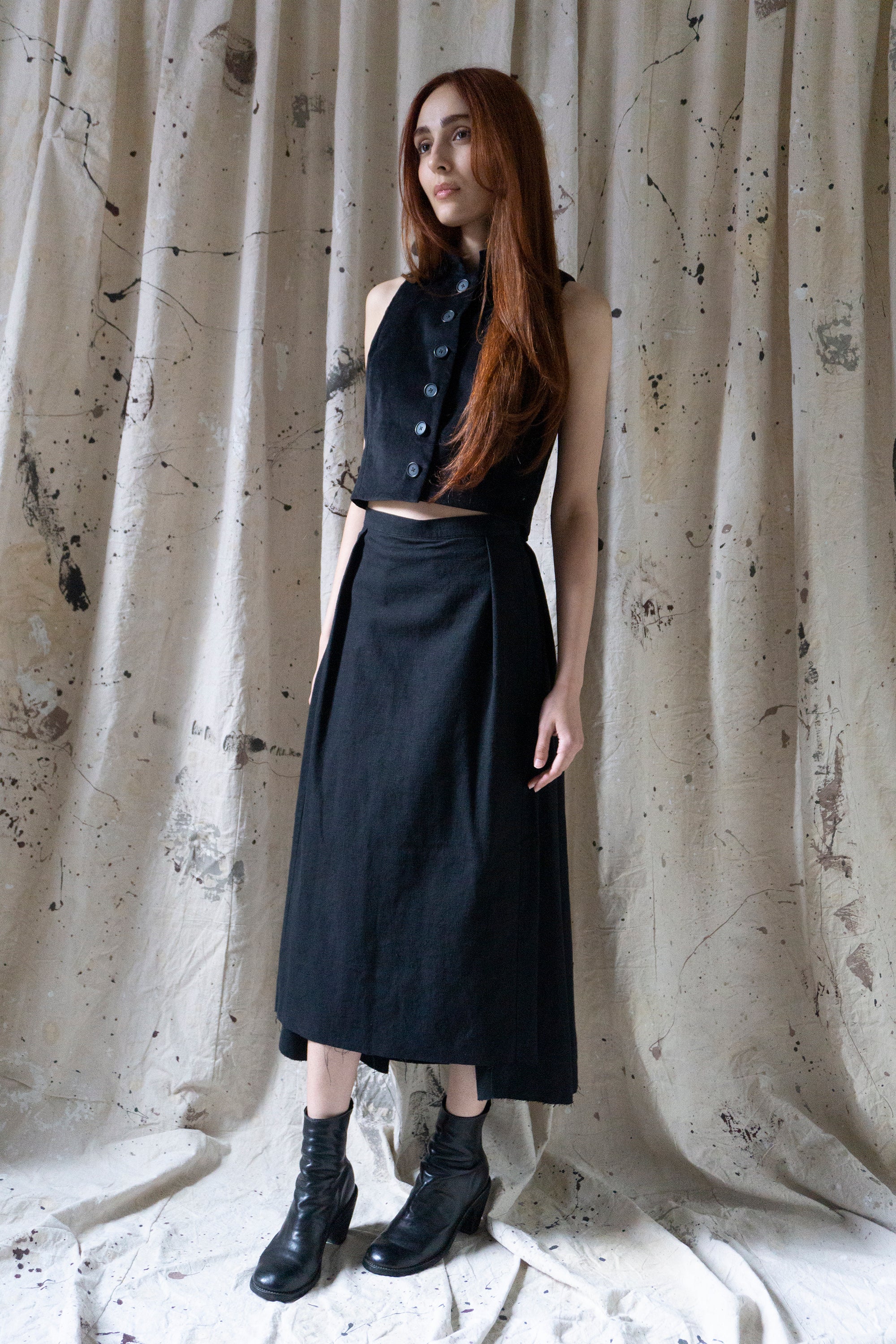 Soren Linen Skirt - Black