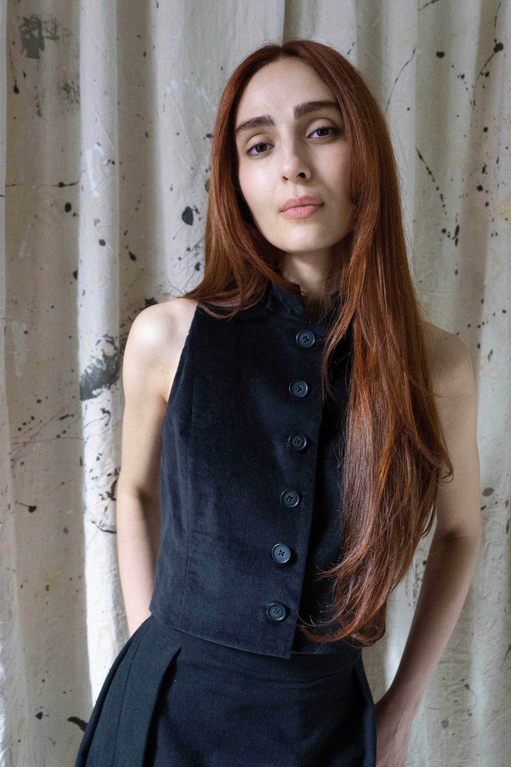 Ada Waistcoat - Black Velvet