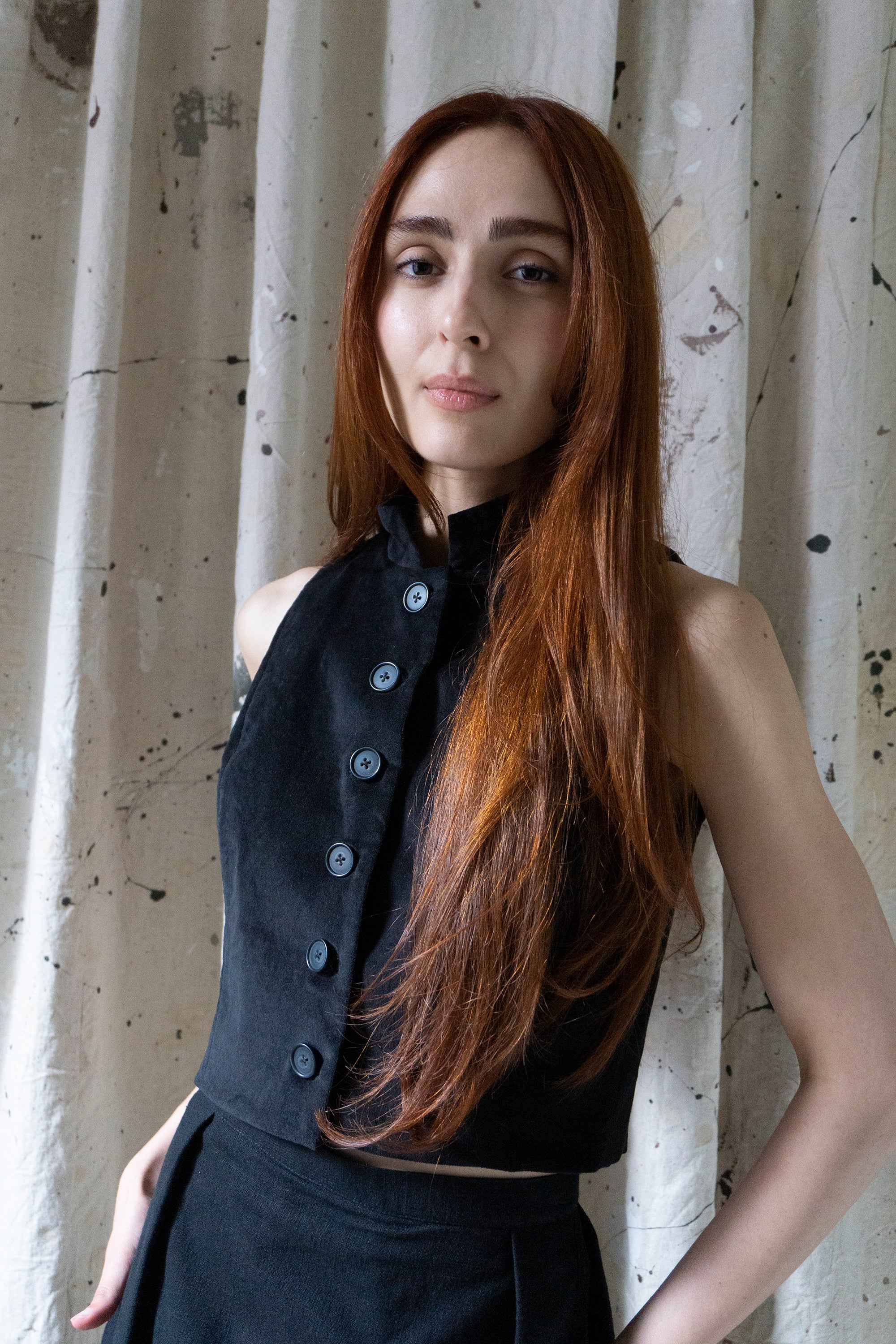Ada Waistcoat - Black Velvet