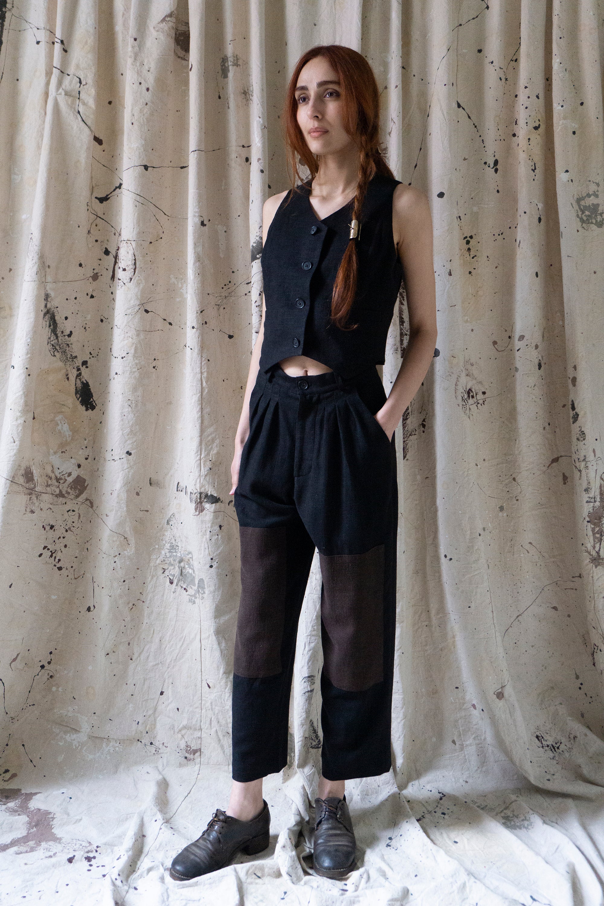 Pantalon en lin Davis - Noir