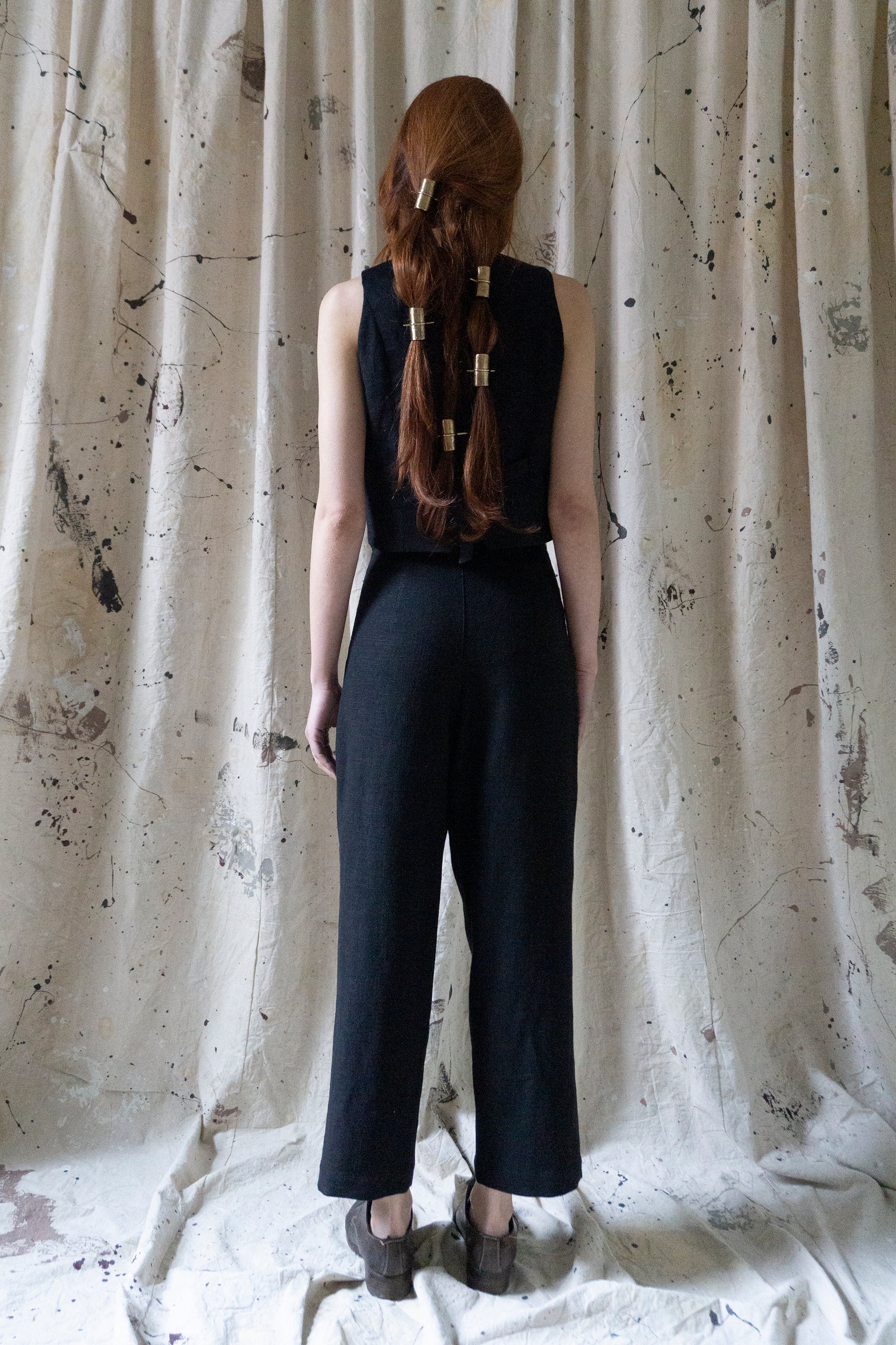 Pantalon en lin Davis - Noir