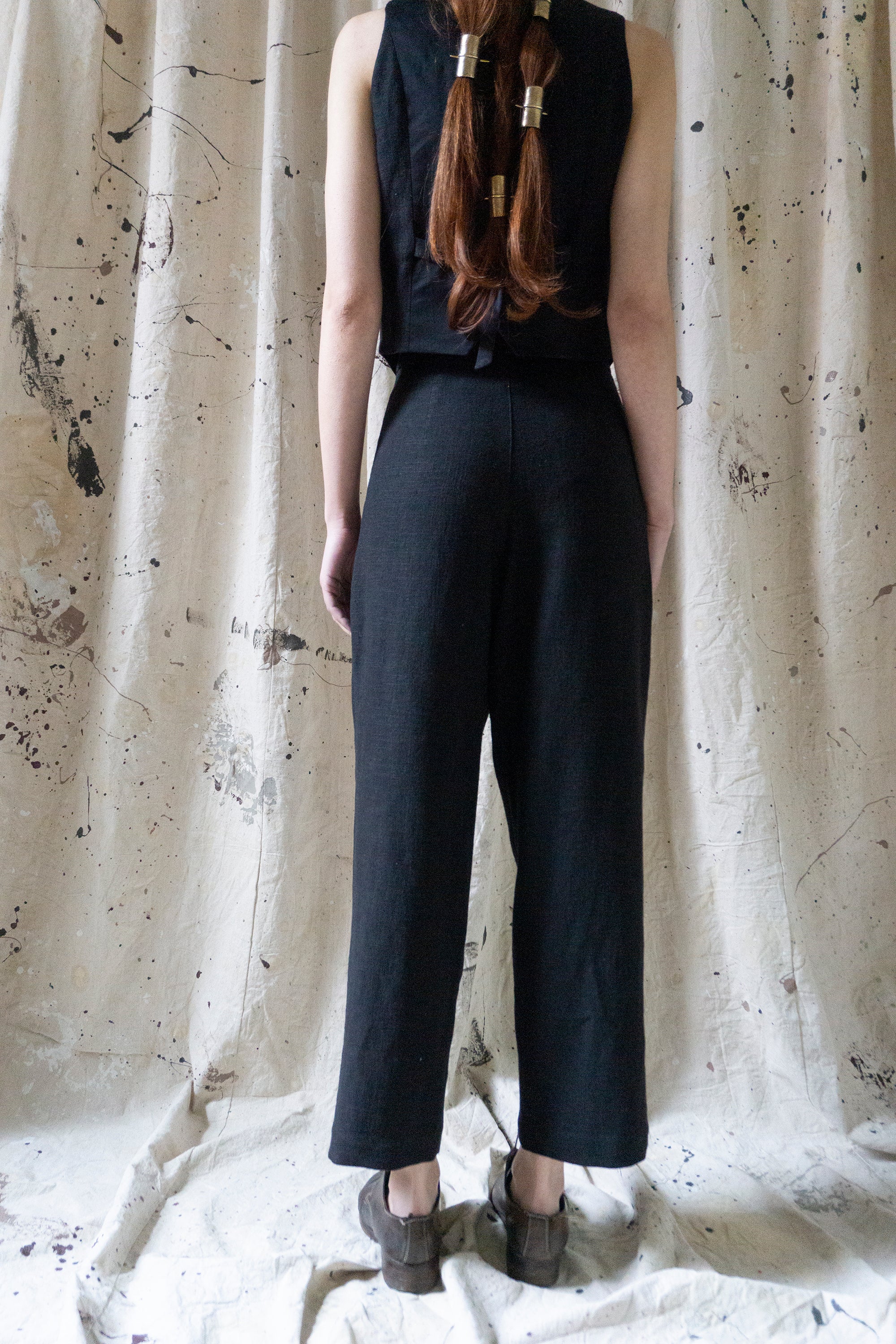 Pantalon en lin Davis - Noir
