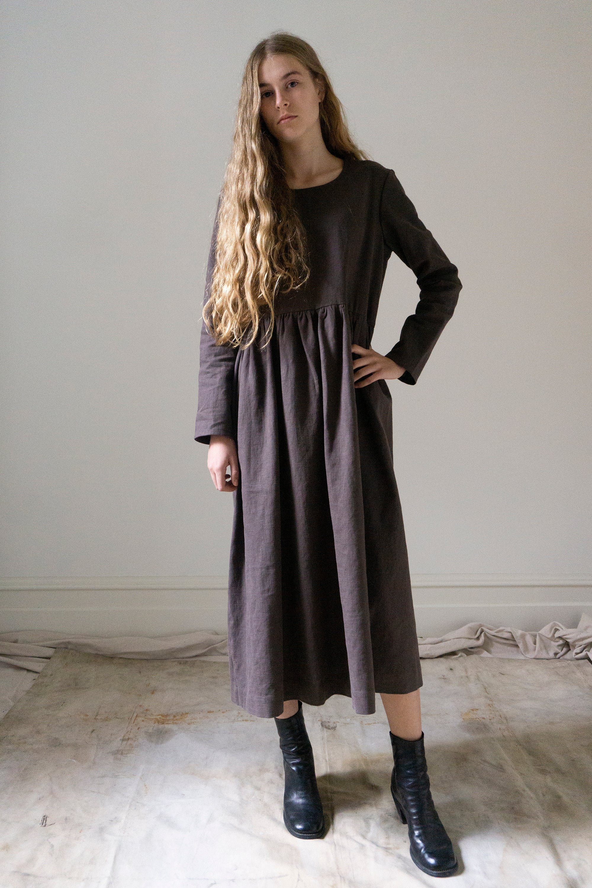 Alys Linen Dress - Brown