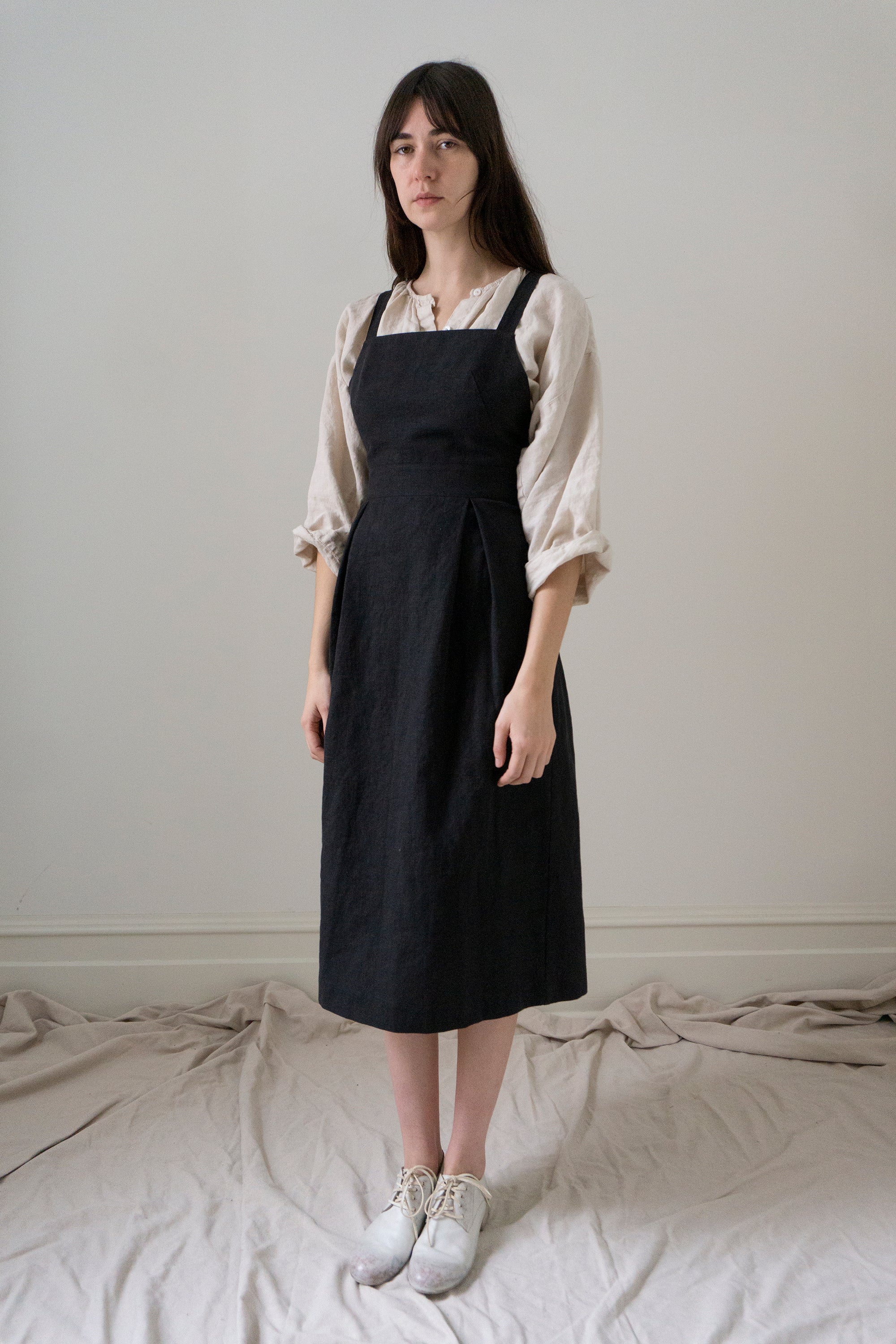 Zephyrine Apron Dress - Black