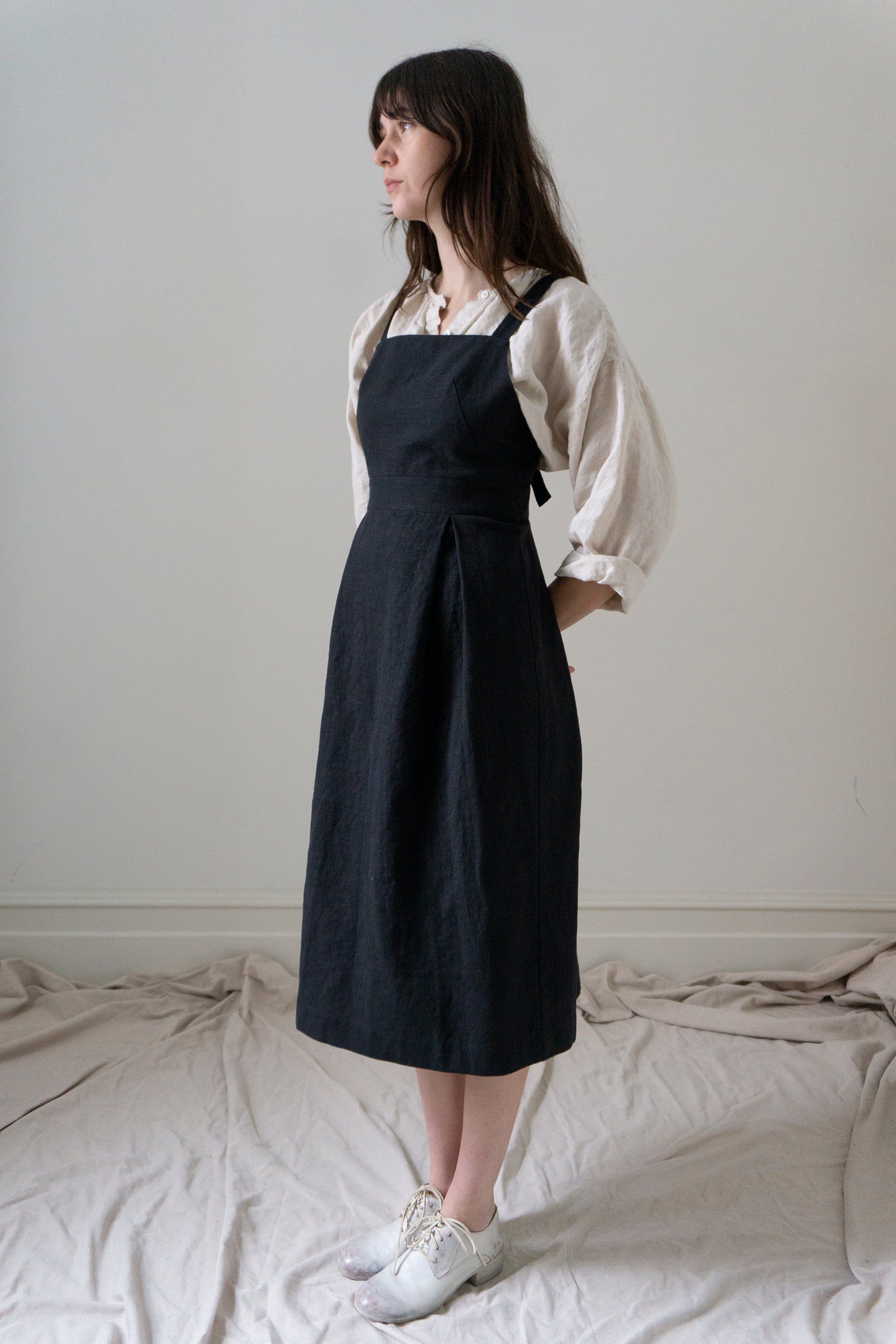 Zephyrine Apron Dress - Black