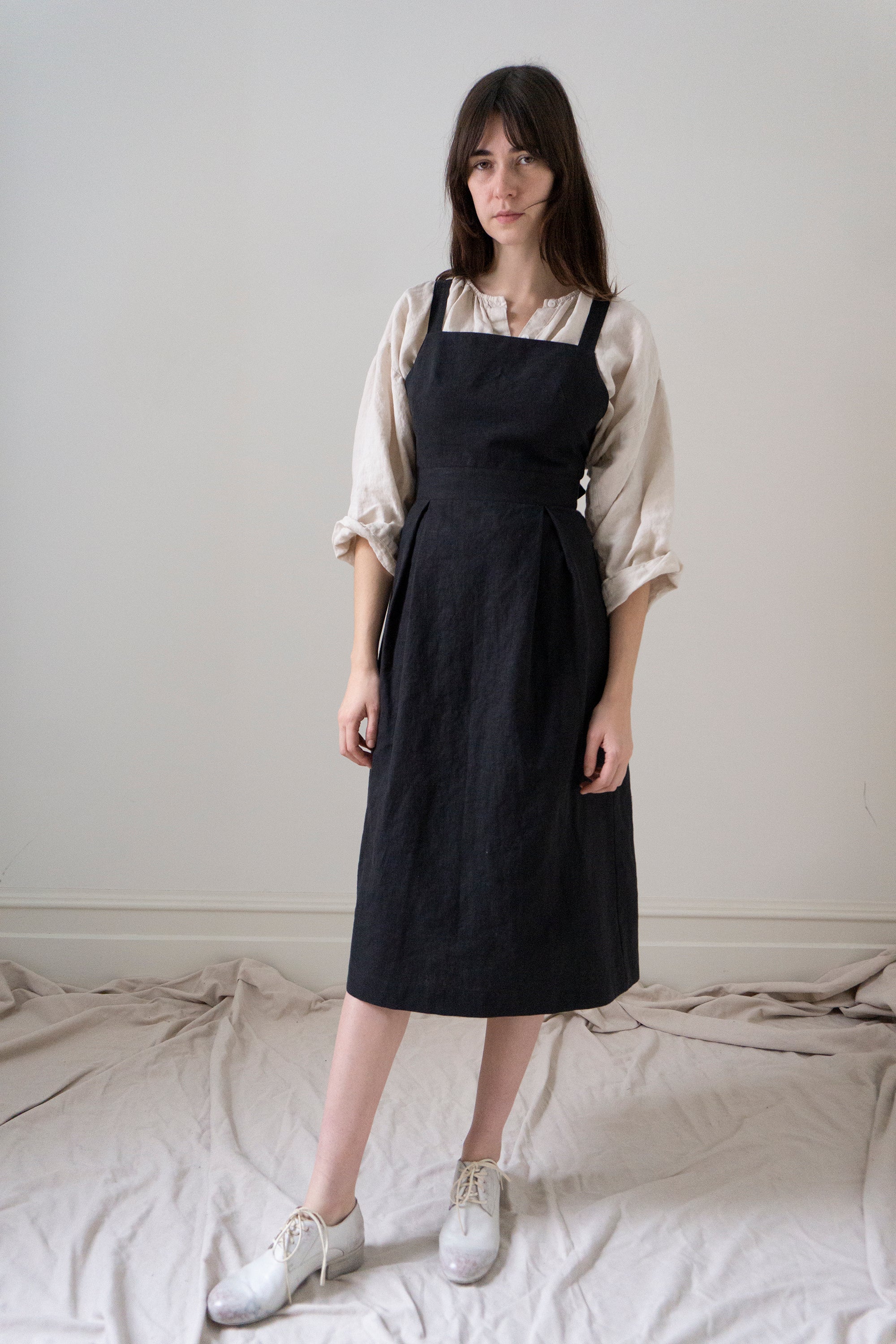 Zephyrine Apron Dress - Black