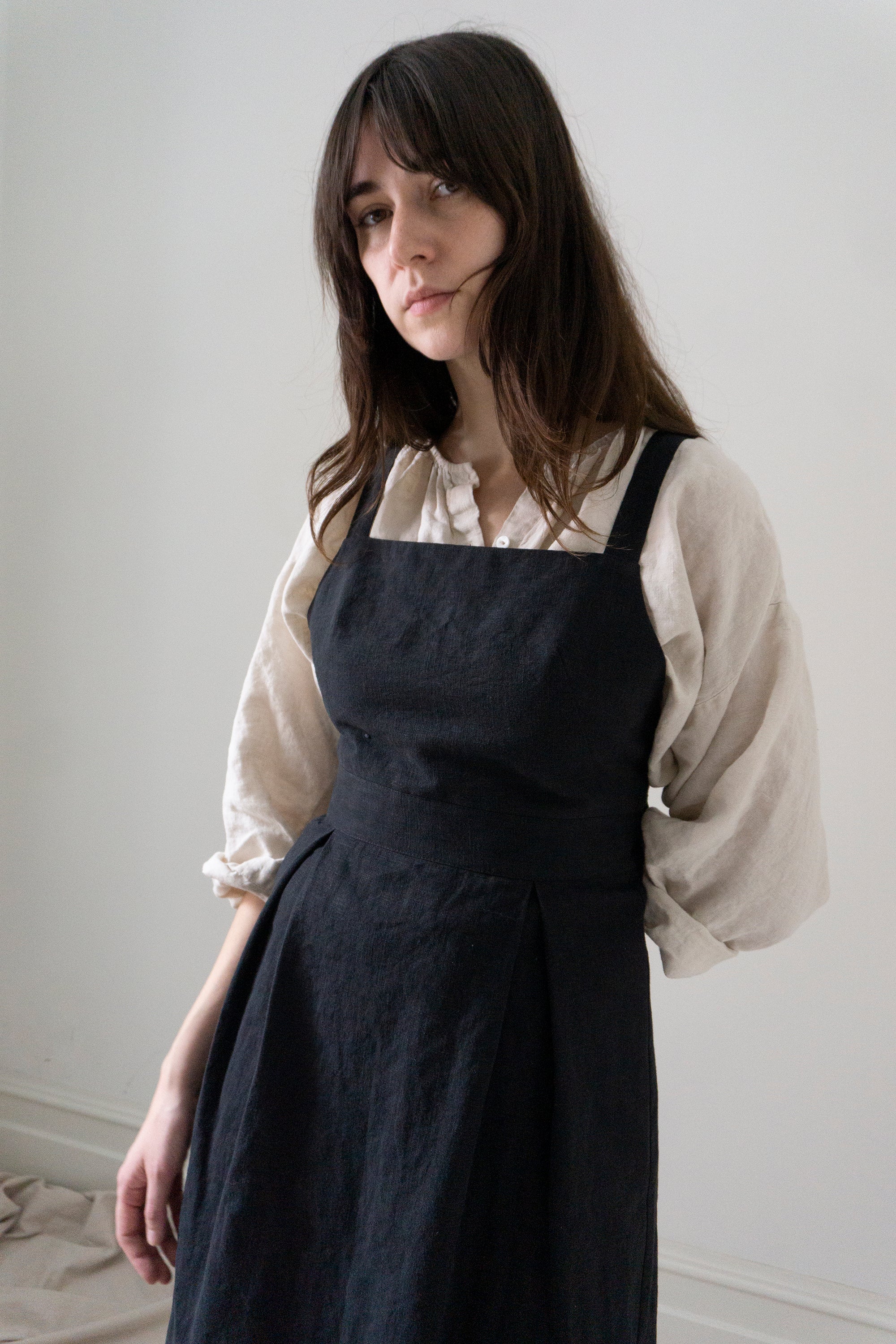 Zephyrine Apron Dress - Black