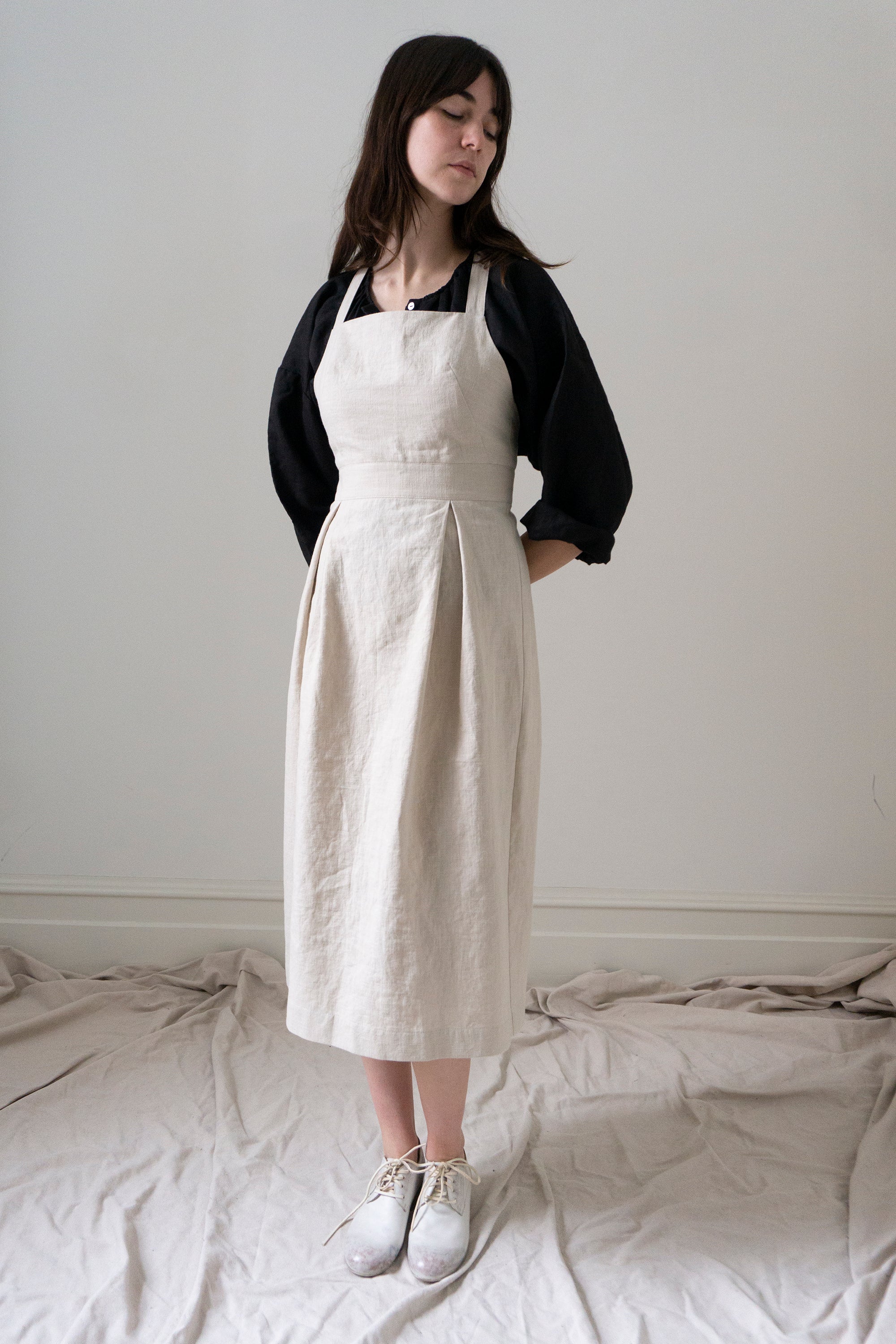 Zephyrine Apron Dress - Chalk