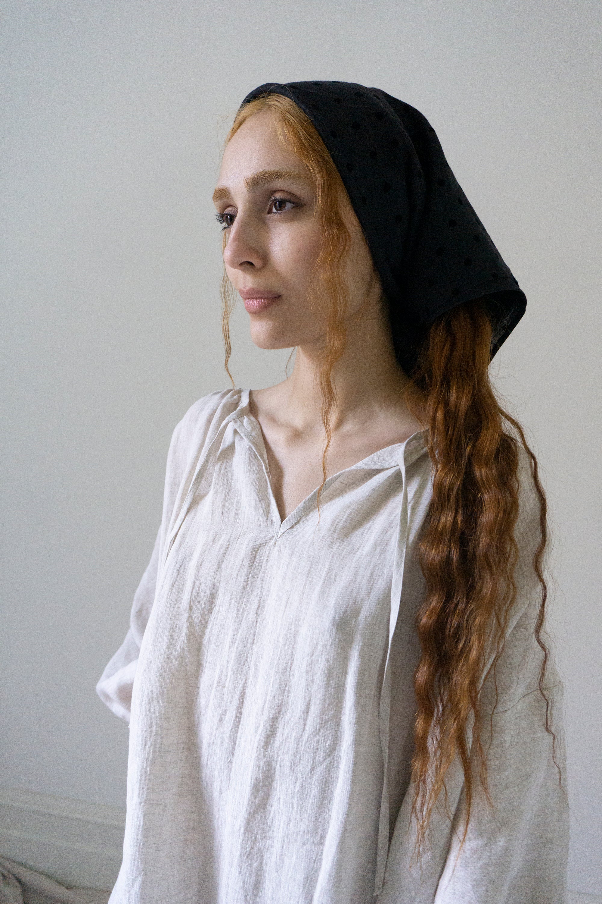 Scarf - Black Dotted Swiss