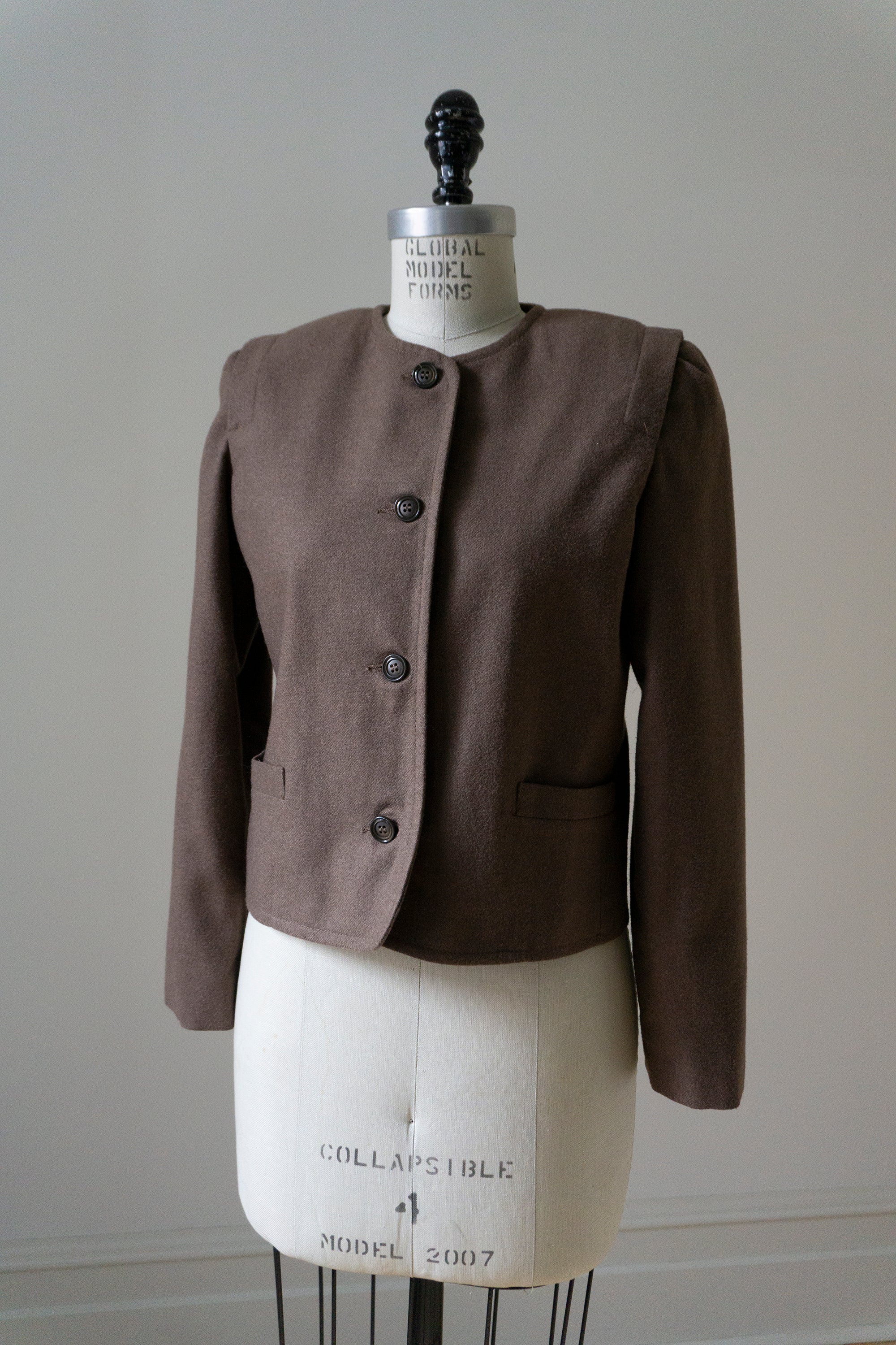 Brown Wool Fitted Cropped Jacket S