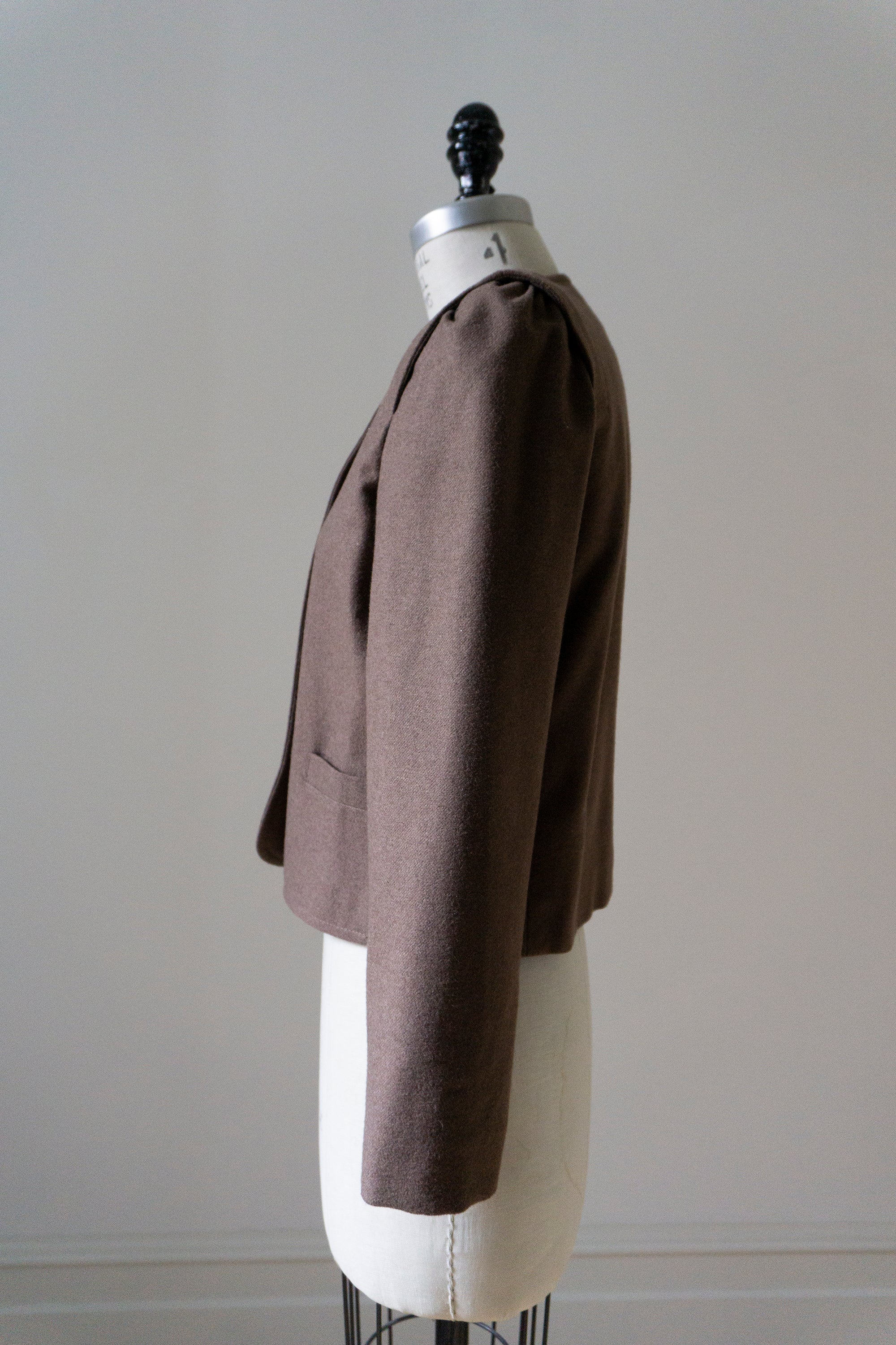 Brown Wool Fitted Cropped Jacket S