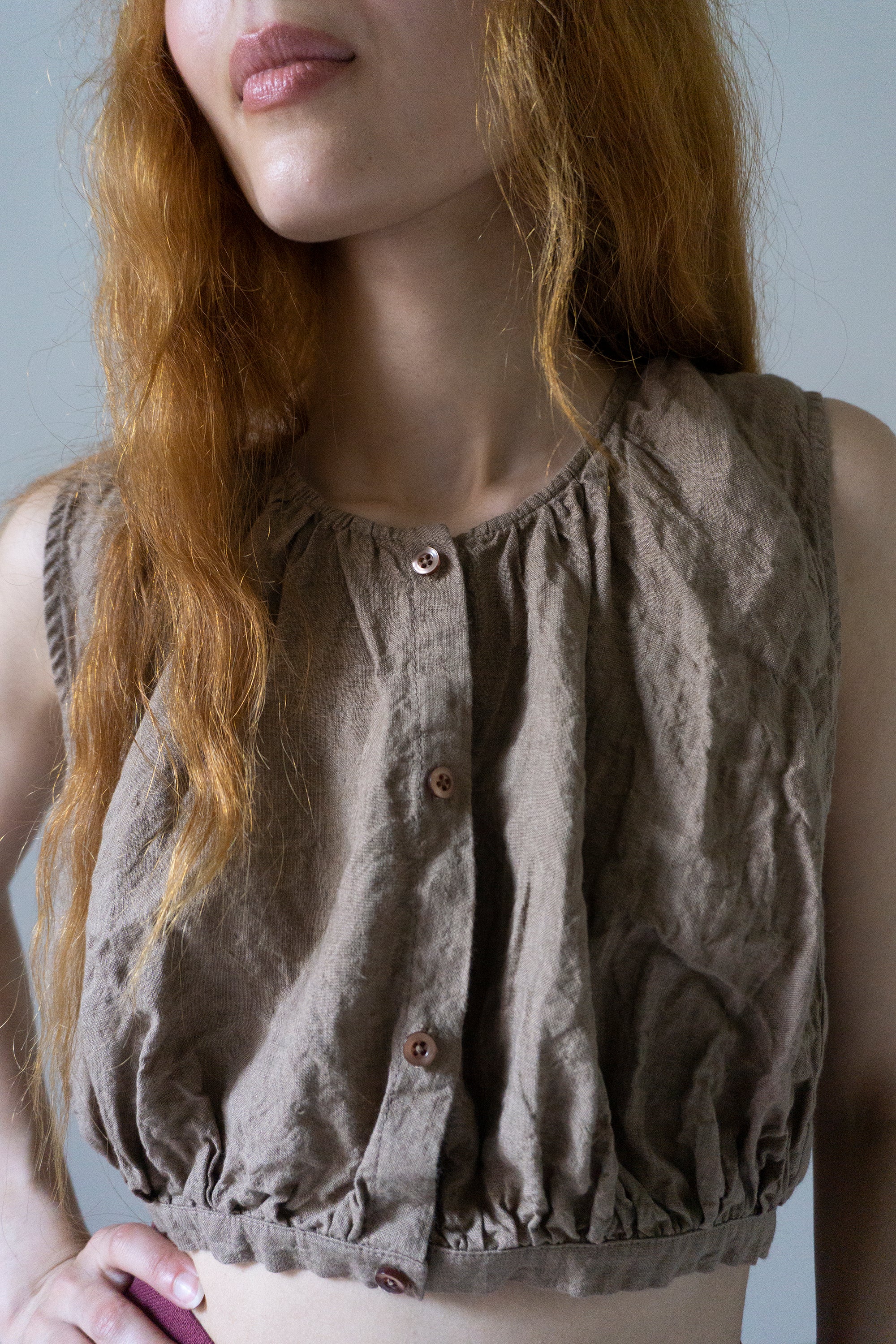 Viola Linen Top - Wheat