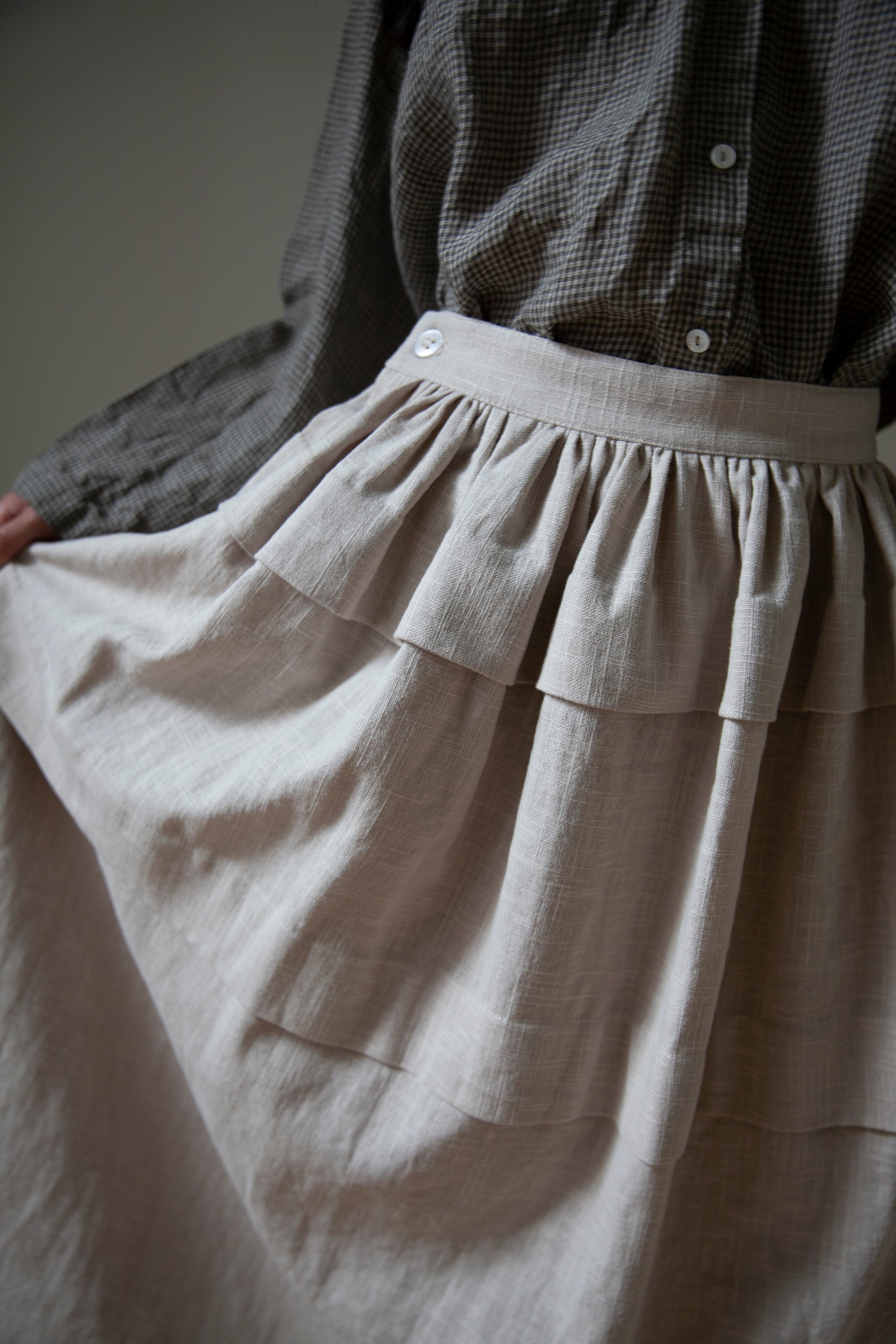 Carys Skirt - Chalk Linen