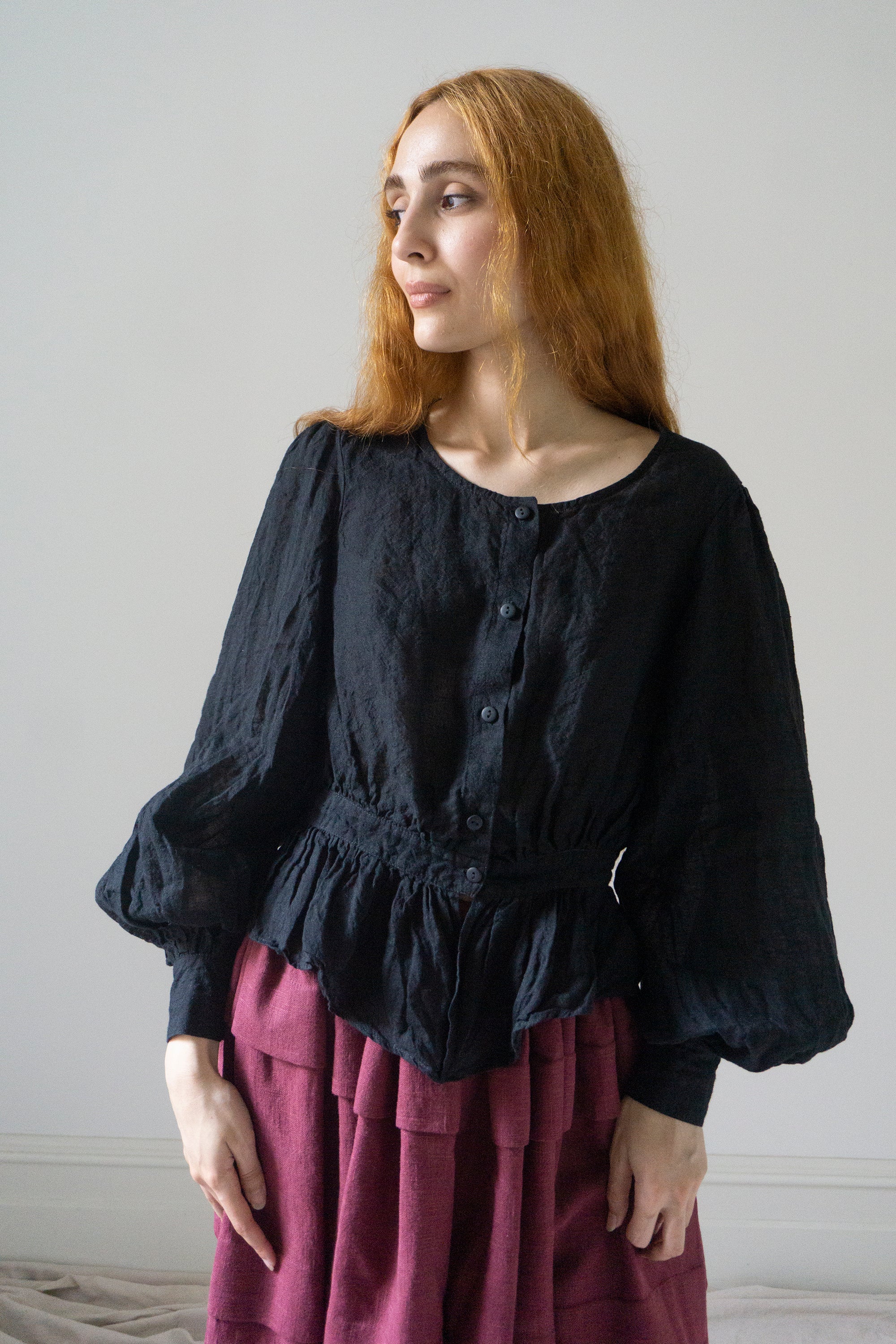 Celeste Linen Blouse - Black
