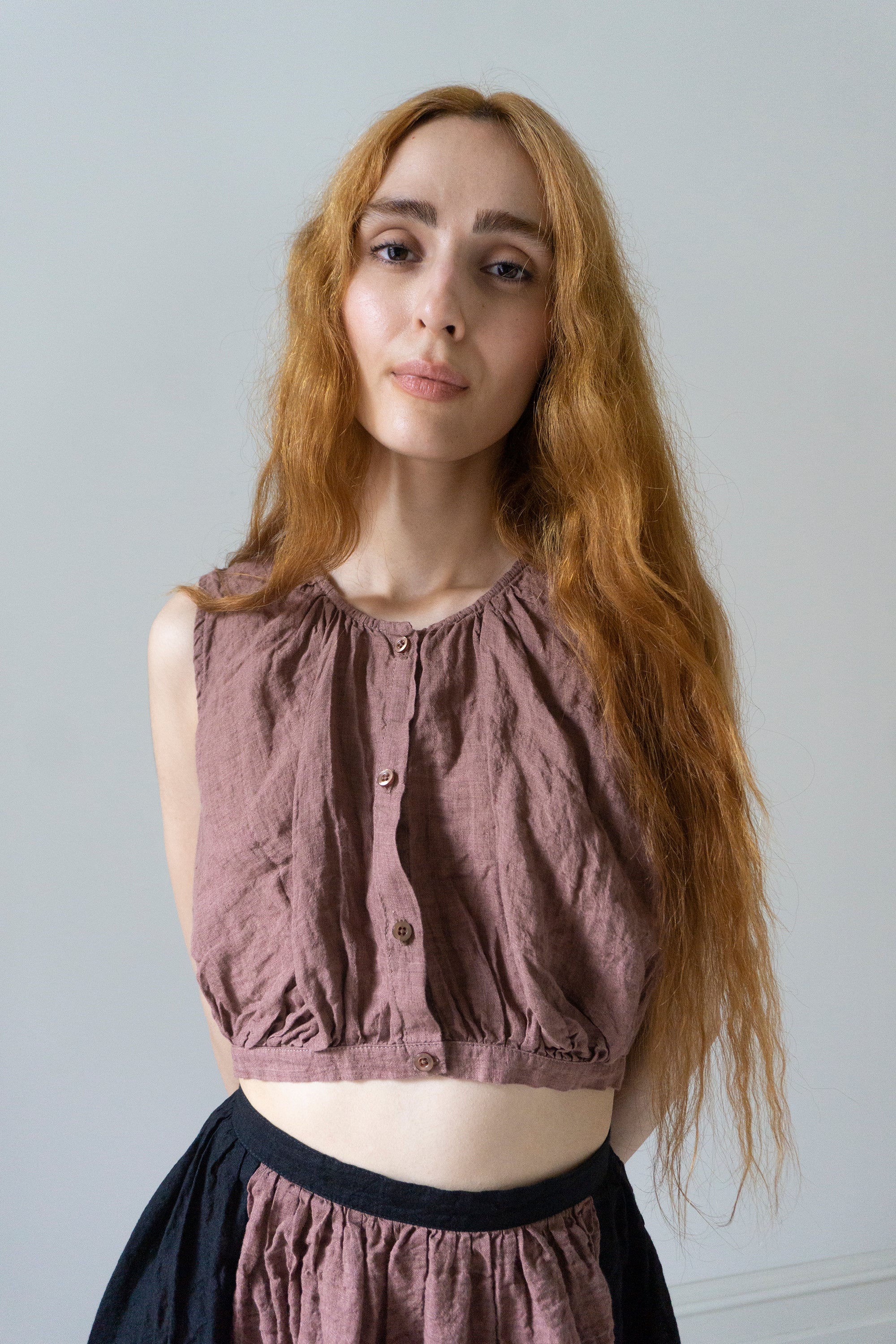 Viola Linen Top - Rose