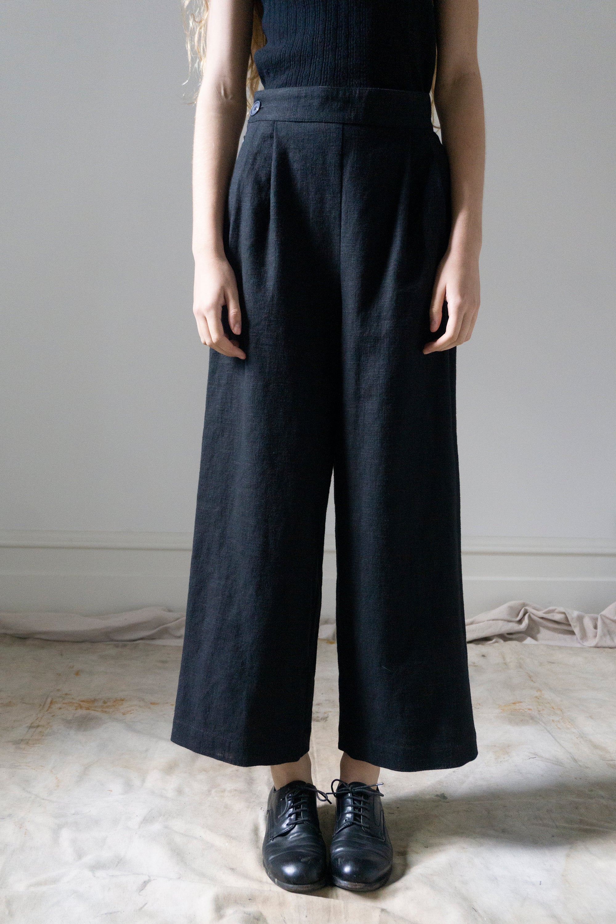 Davis Linen Trousers - Black