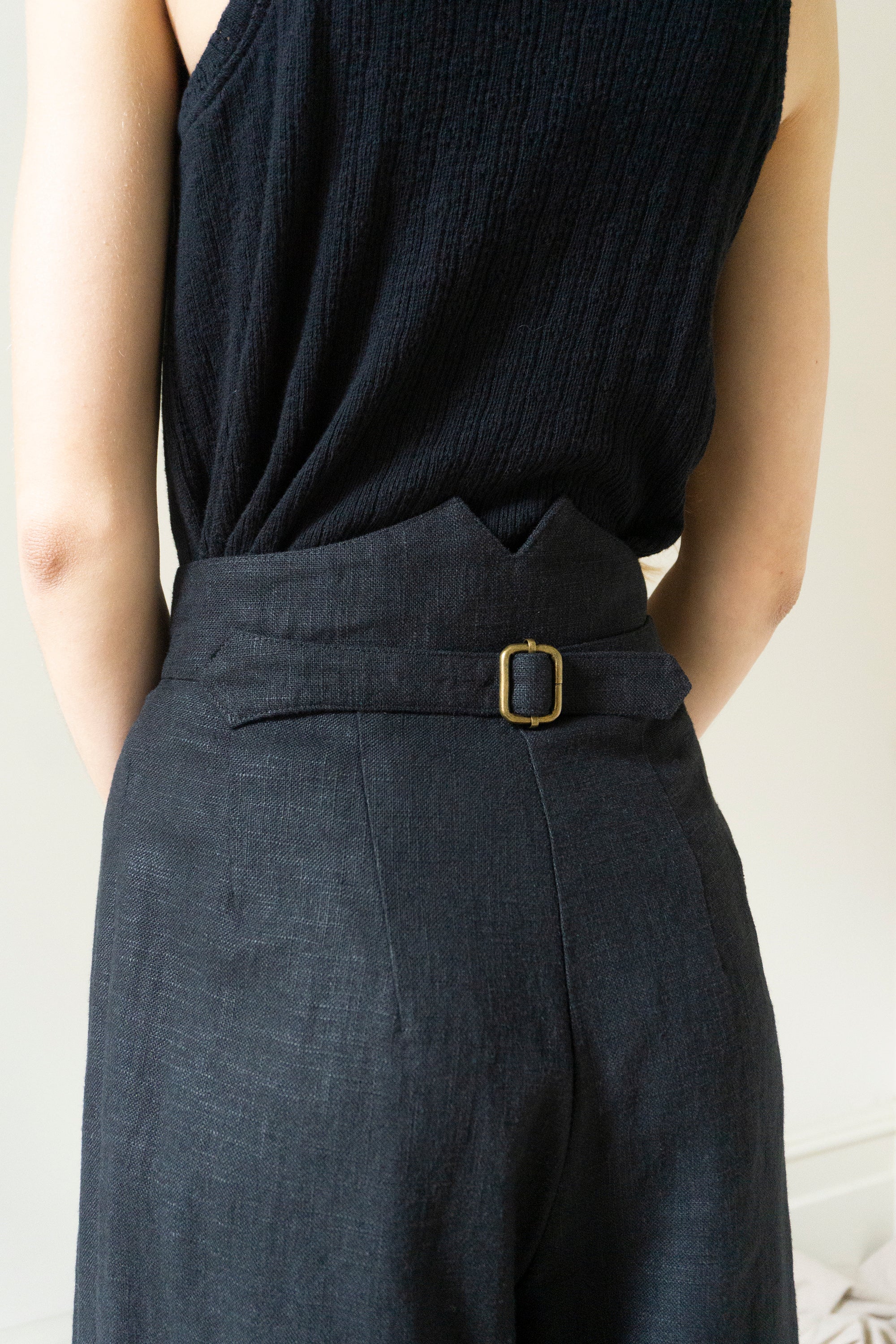Davis Linen Trousers - Black