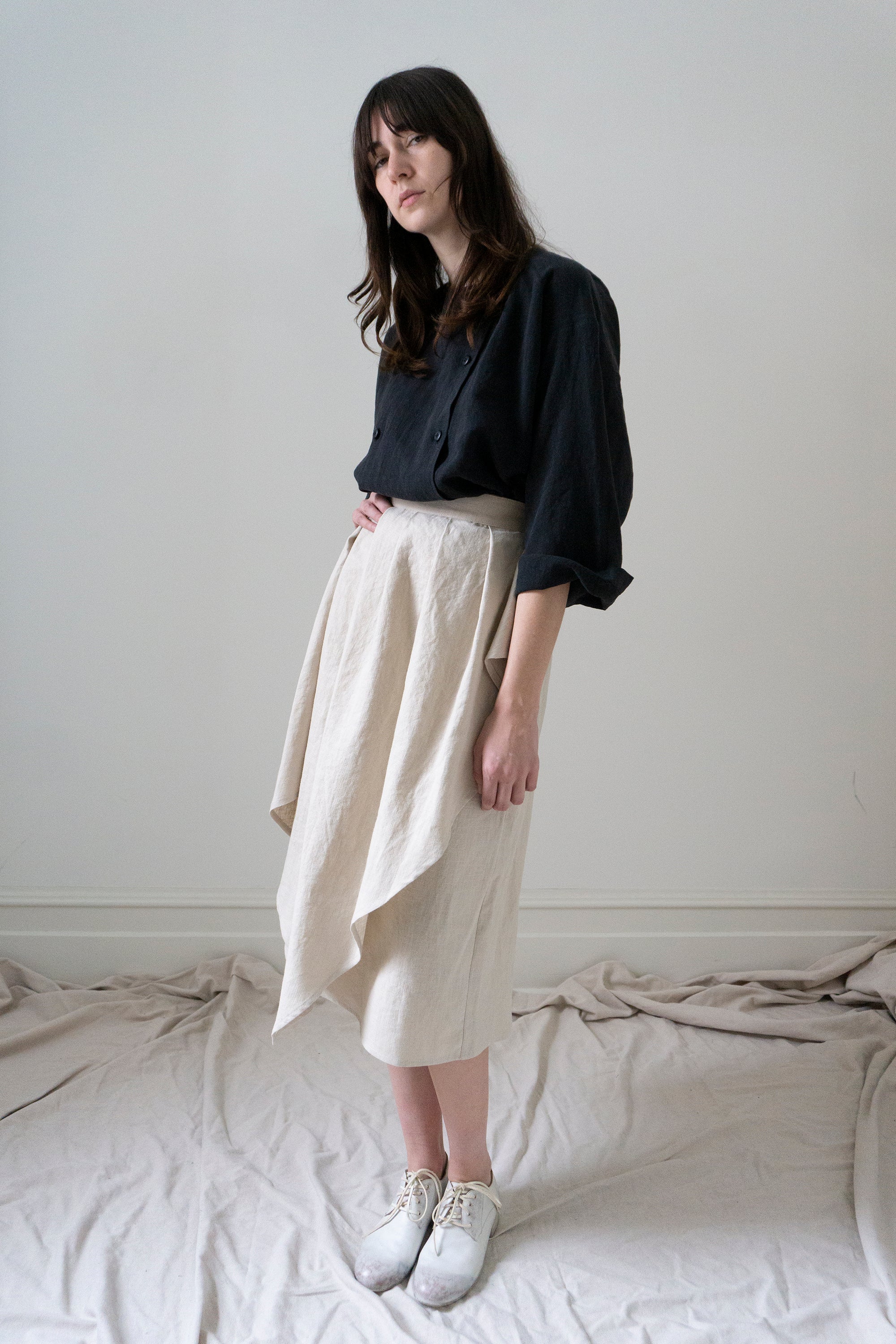 Fenna Linen Skirt- Chalk